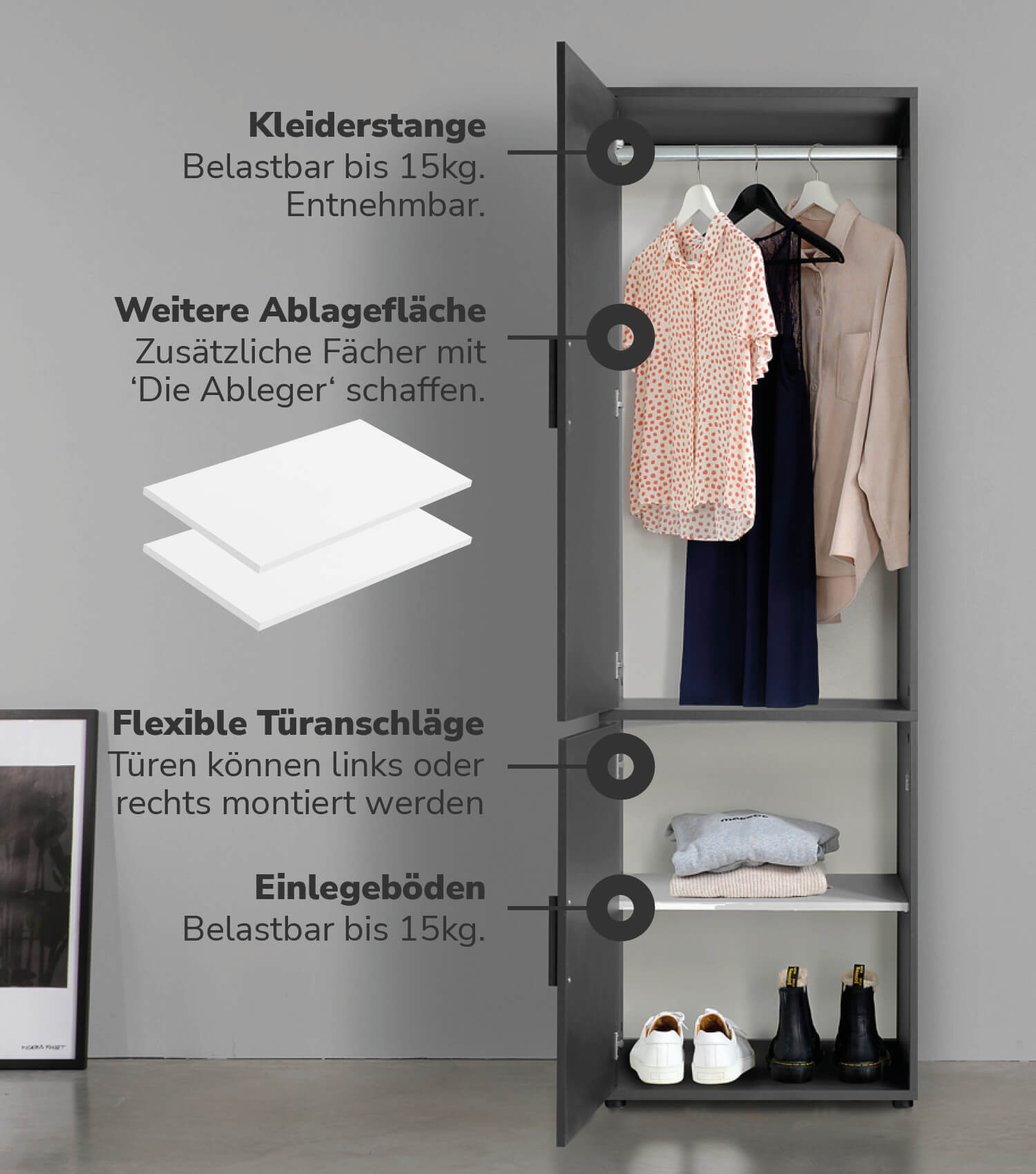 Kleiderschrank Garderobenschrank Schlafzimmerschrank Flurschrank