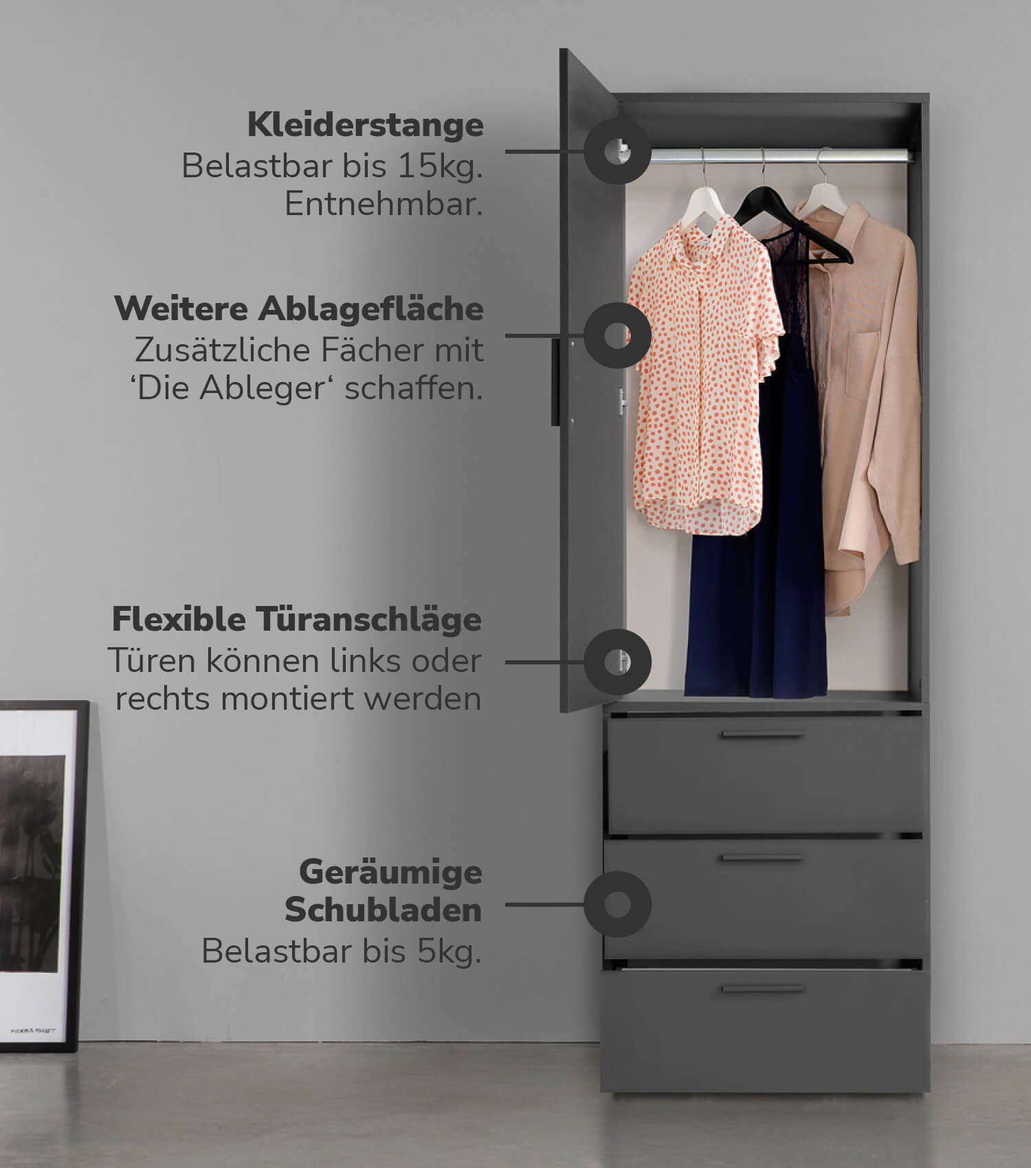 Kleiderschrank Garderobenschrank Schlafzimmerschrank Flurschrank