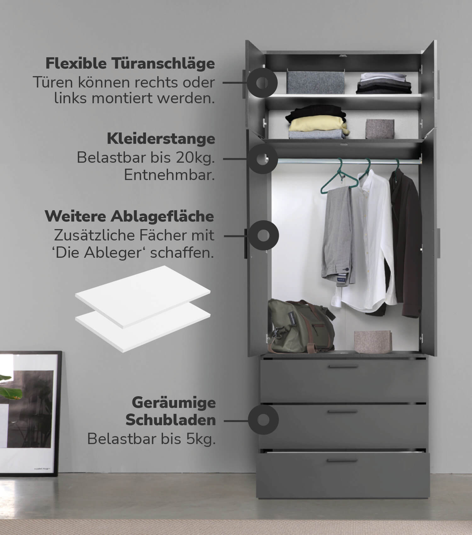 Kleiderschrank Garderobenschrank Schlafzimmerschrank Schrank