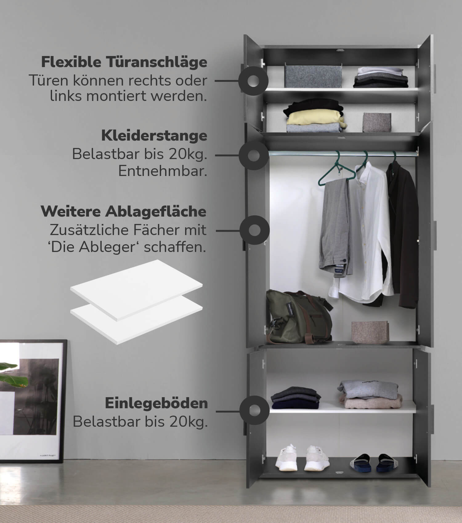 Kleiderschrank Garderobenschrank Schlafzimmerschrank Schrank