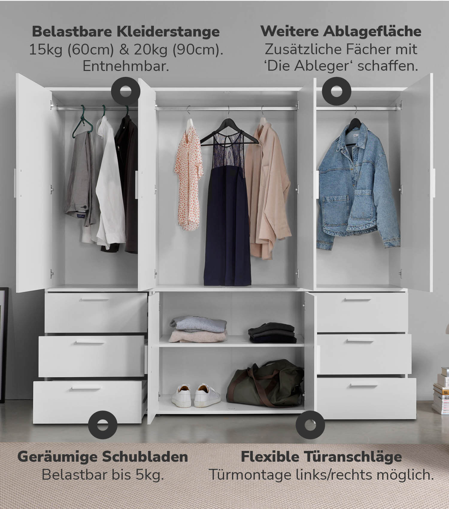 Kleiderschrank Garderobenschrank Schlafzimmerschrank Flurschrank