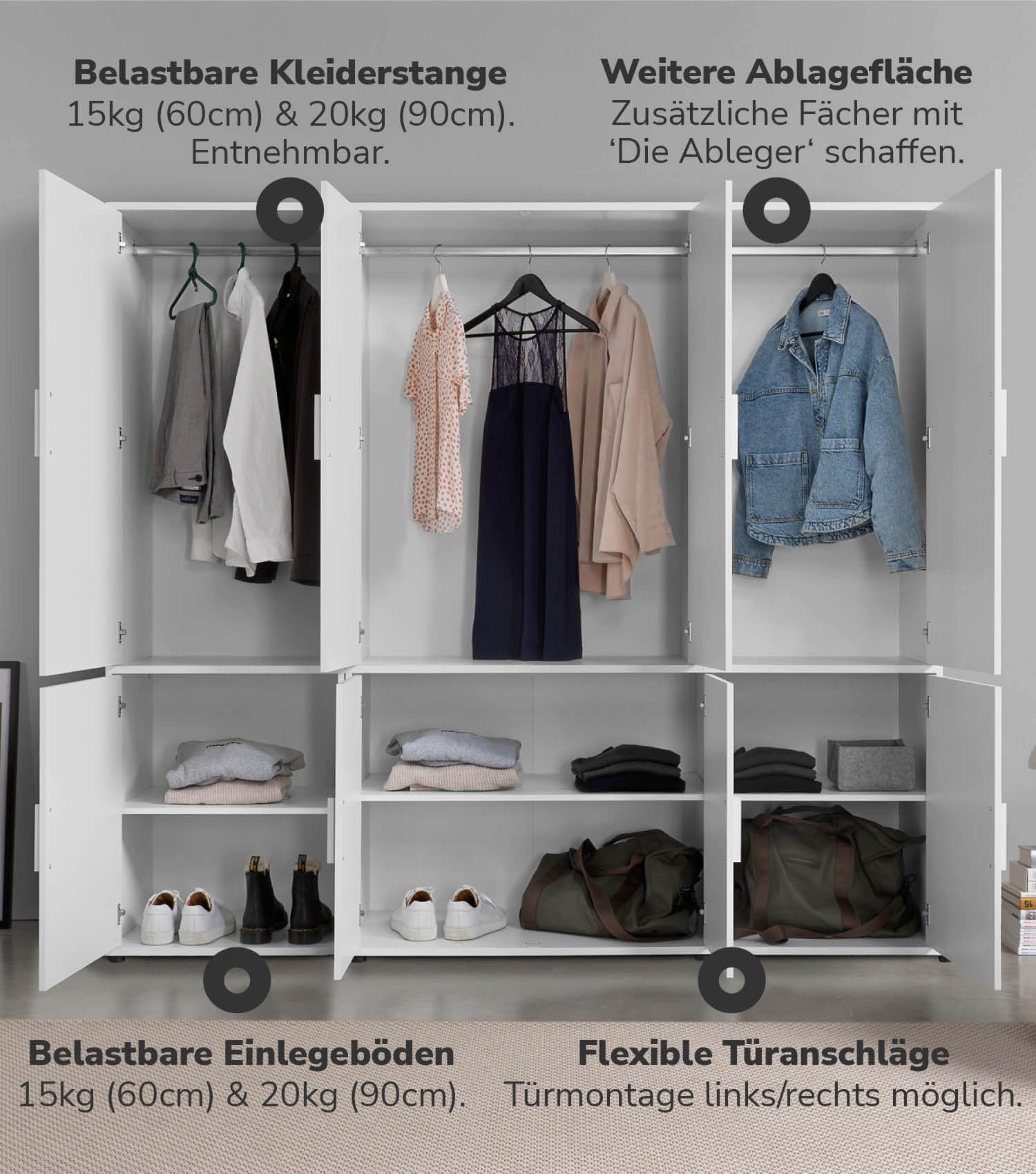 Kleiderschrank Garderobenschrank Schlafzimmerschrank Flurschrank