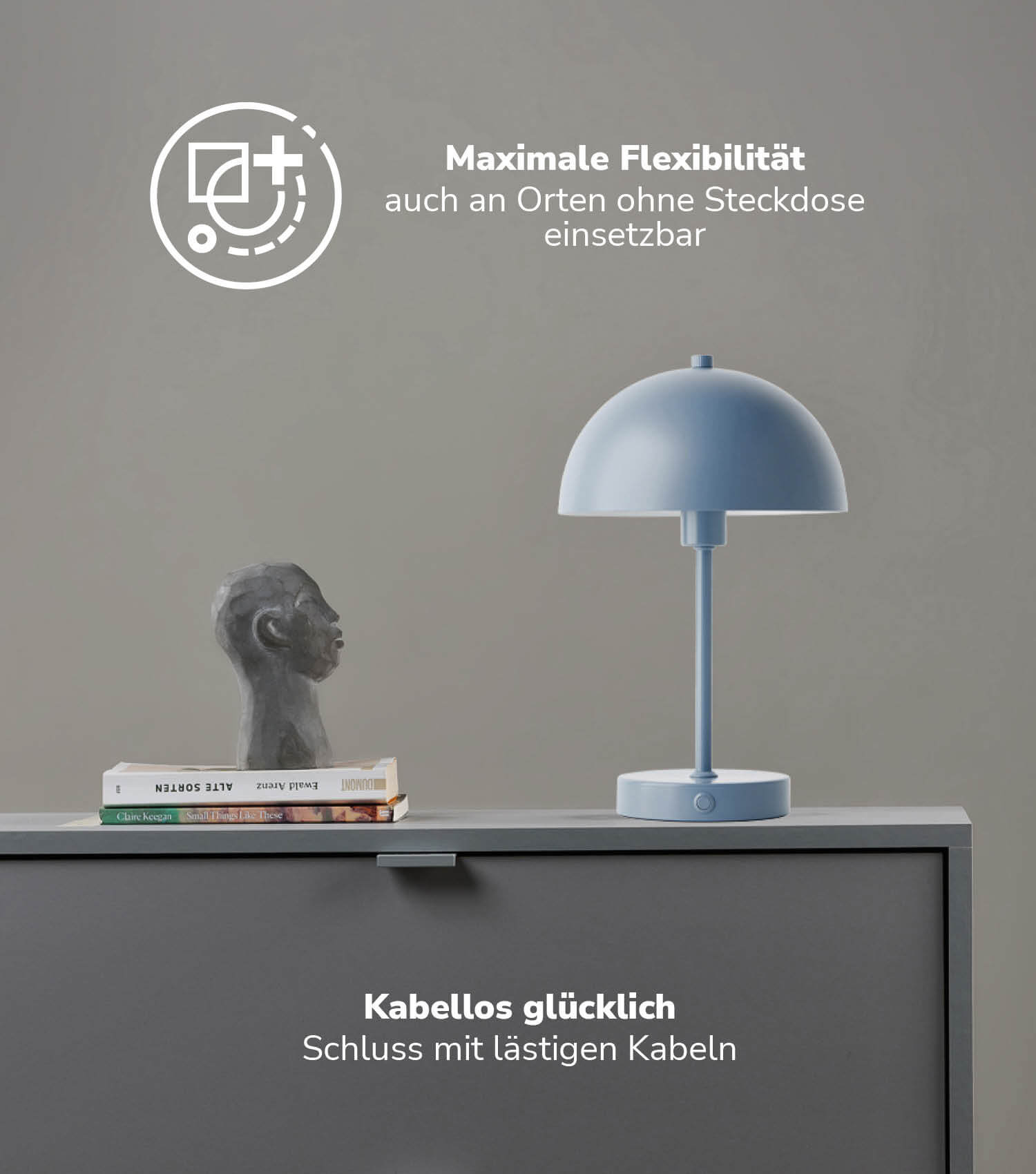 Tischlampe kabellos Akku Tischleuchte dimmbar aufladbar Nachttischlampe