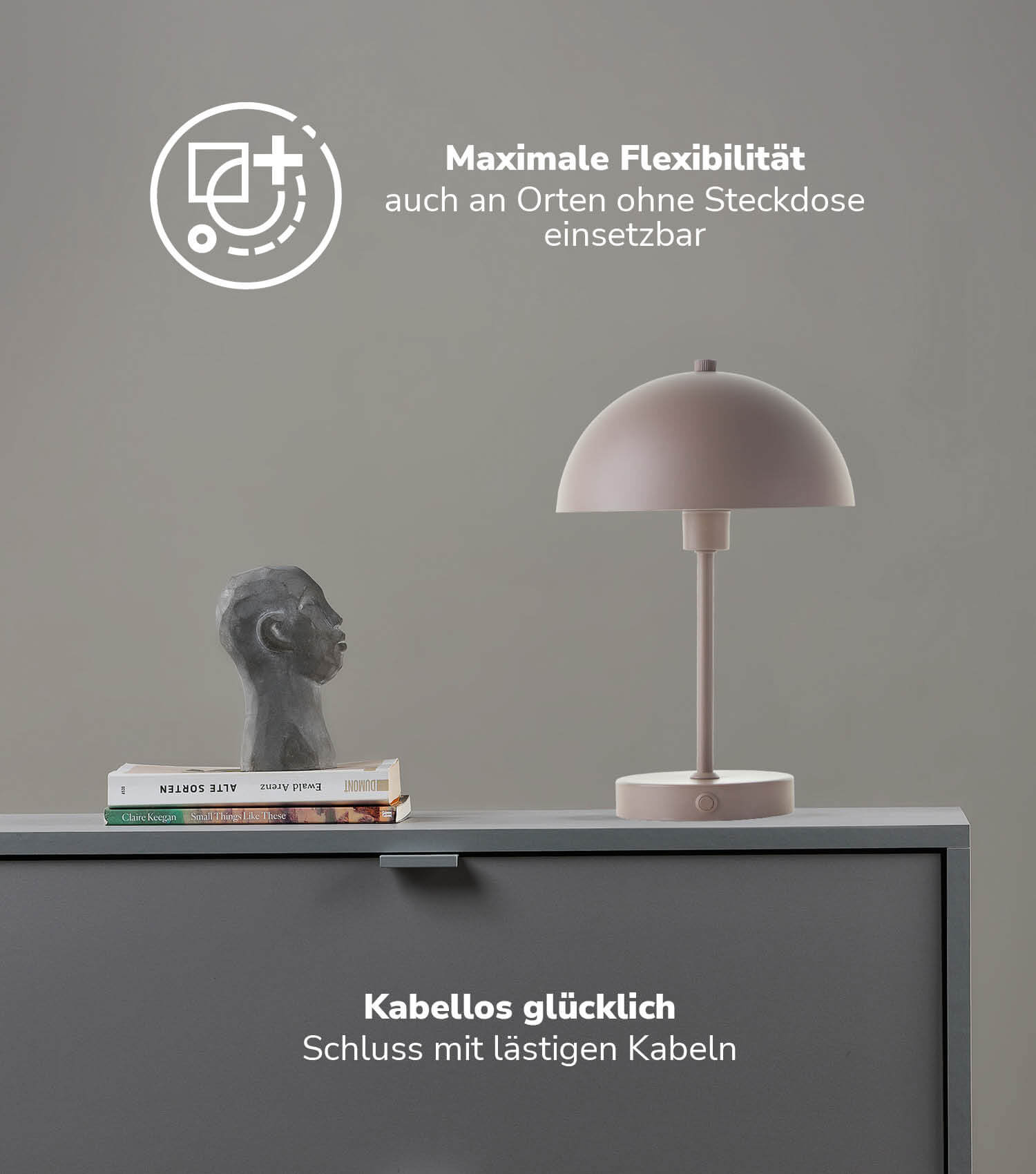 Tischlampe kabellos Akku Tischleuchte dimmbar aufladbar Nachttischlampe