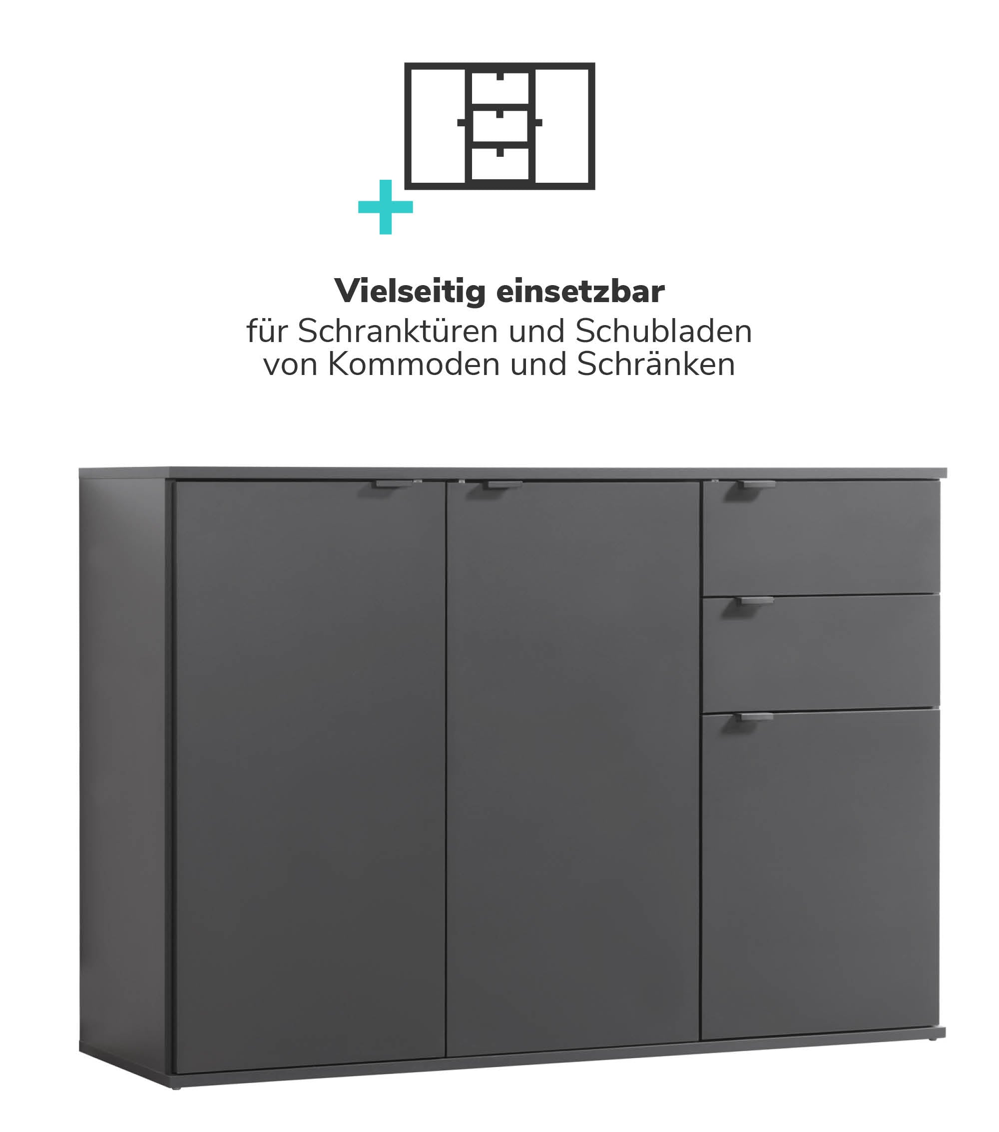 Möbelgriff für Push-to-Open Möbel 'Der Handliche' in Schwarz & Weiß