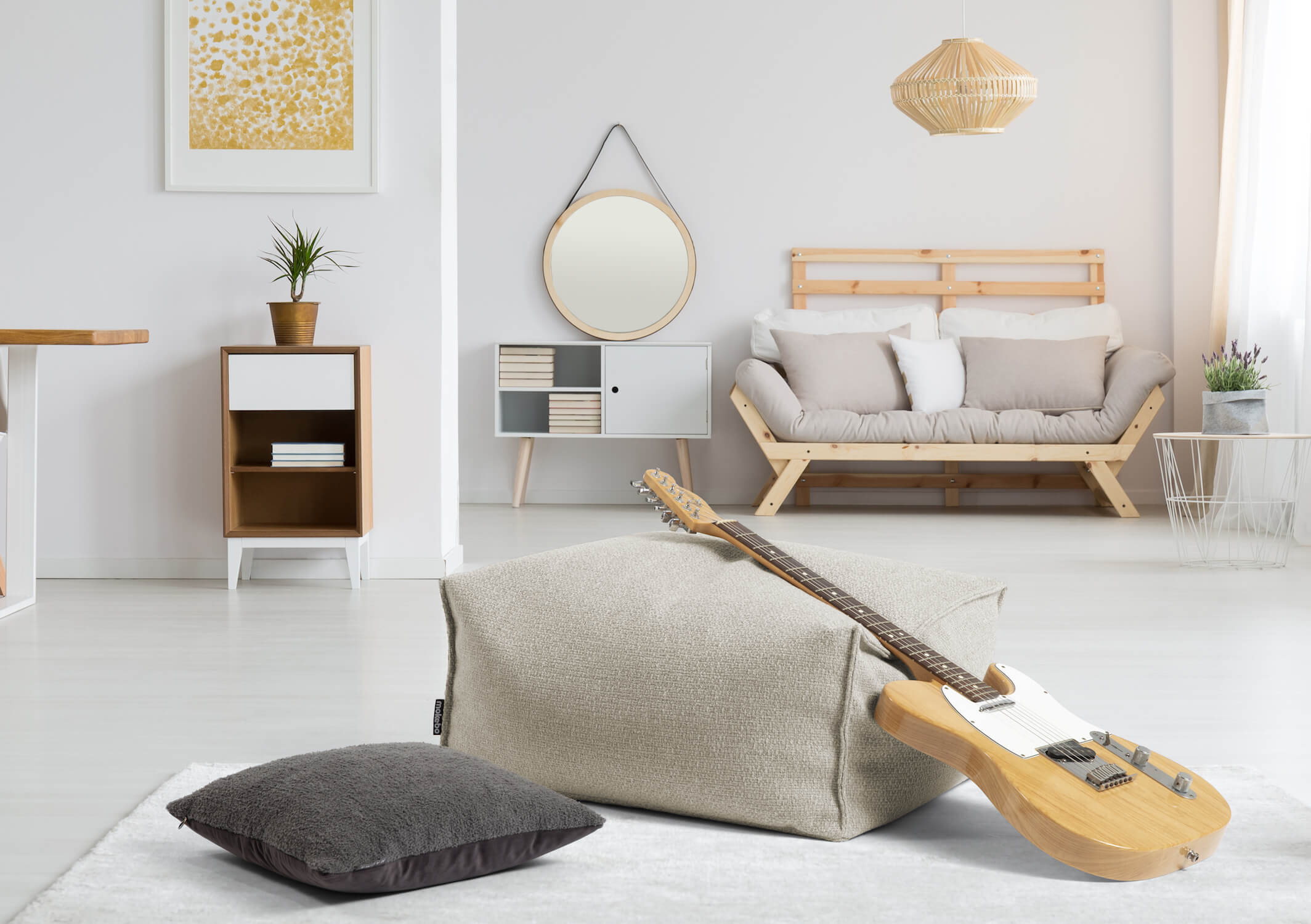 Indoor Pouf Hocker Sitzkissen Bodenkissen 'Der Ruhestifter' Fußhocker eckig