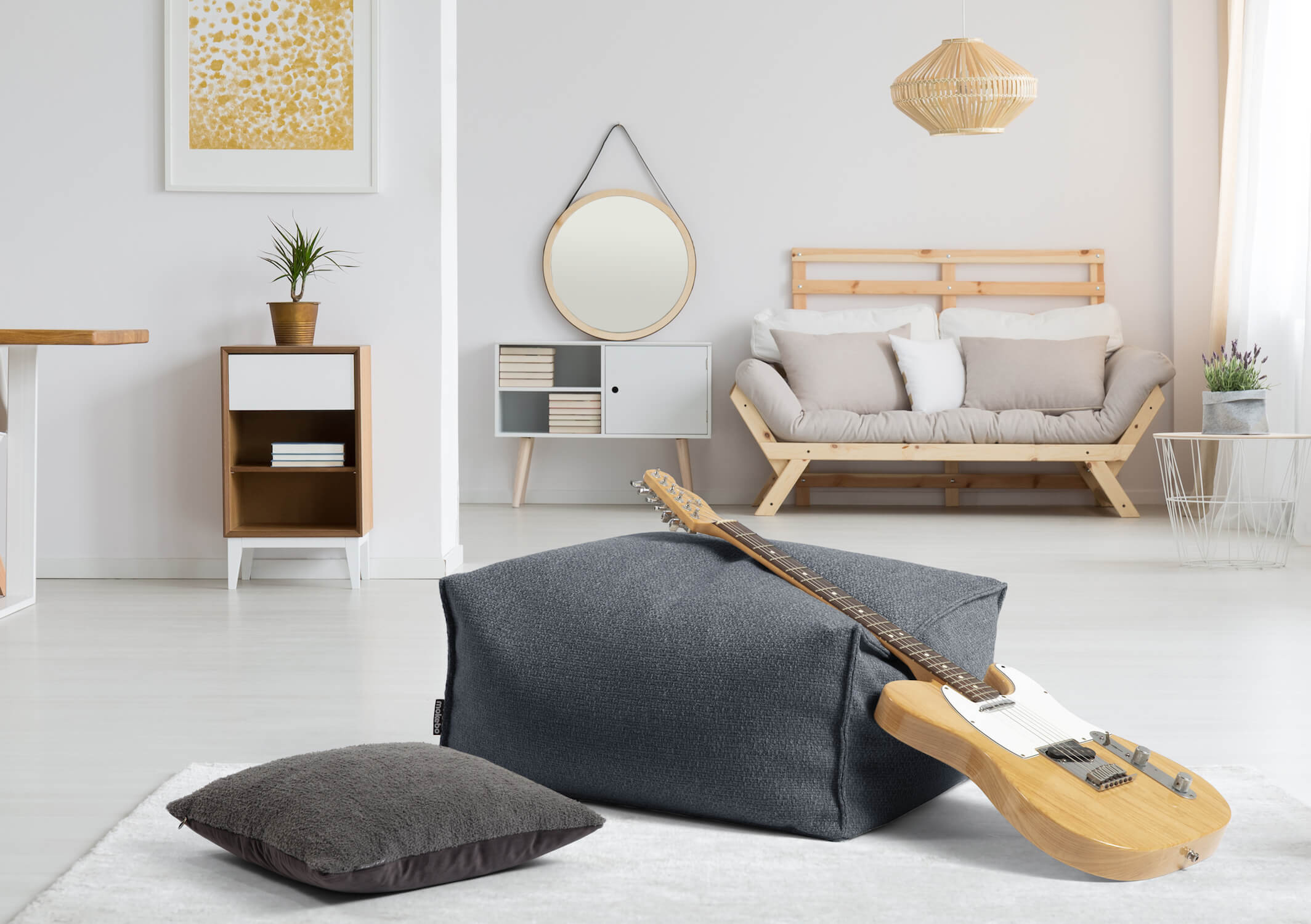 Indoor Pouf Hocker Sitzkissen Bodenkissen 'Der Ruhestifter' Fußhocker eckig