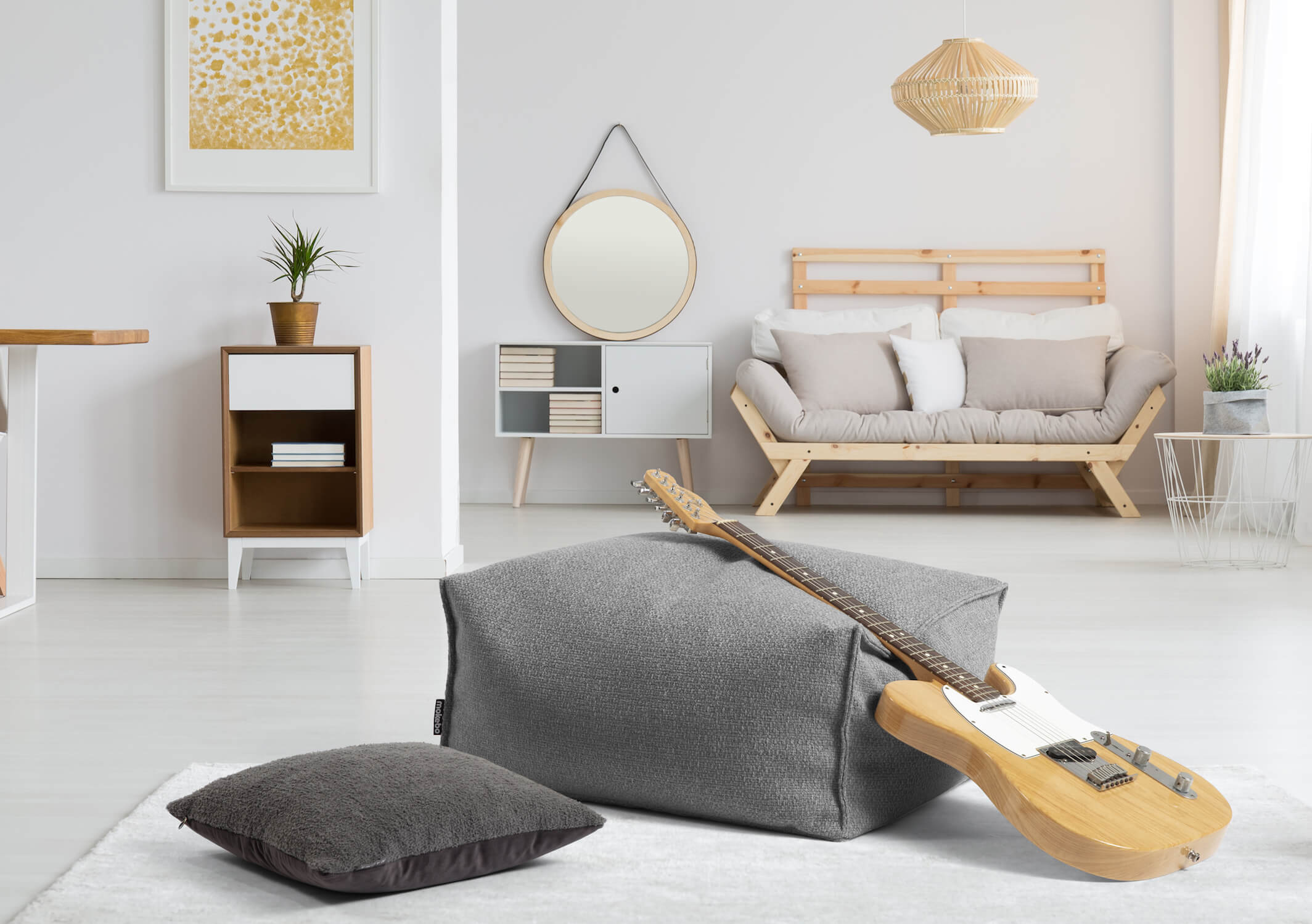 Indoor Pouf Hocker Sitzkissen Bodenkissen 'Der Ruhestifter' Fußhocker eckig