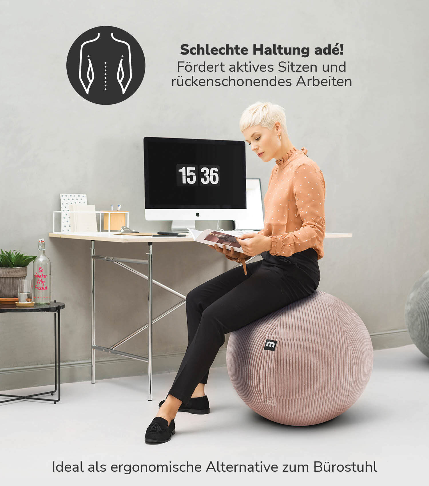 Stoff Sitzball Büro ergonomisch Gymnastikball Pezziball Bürostuhl