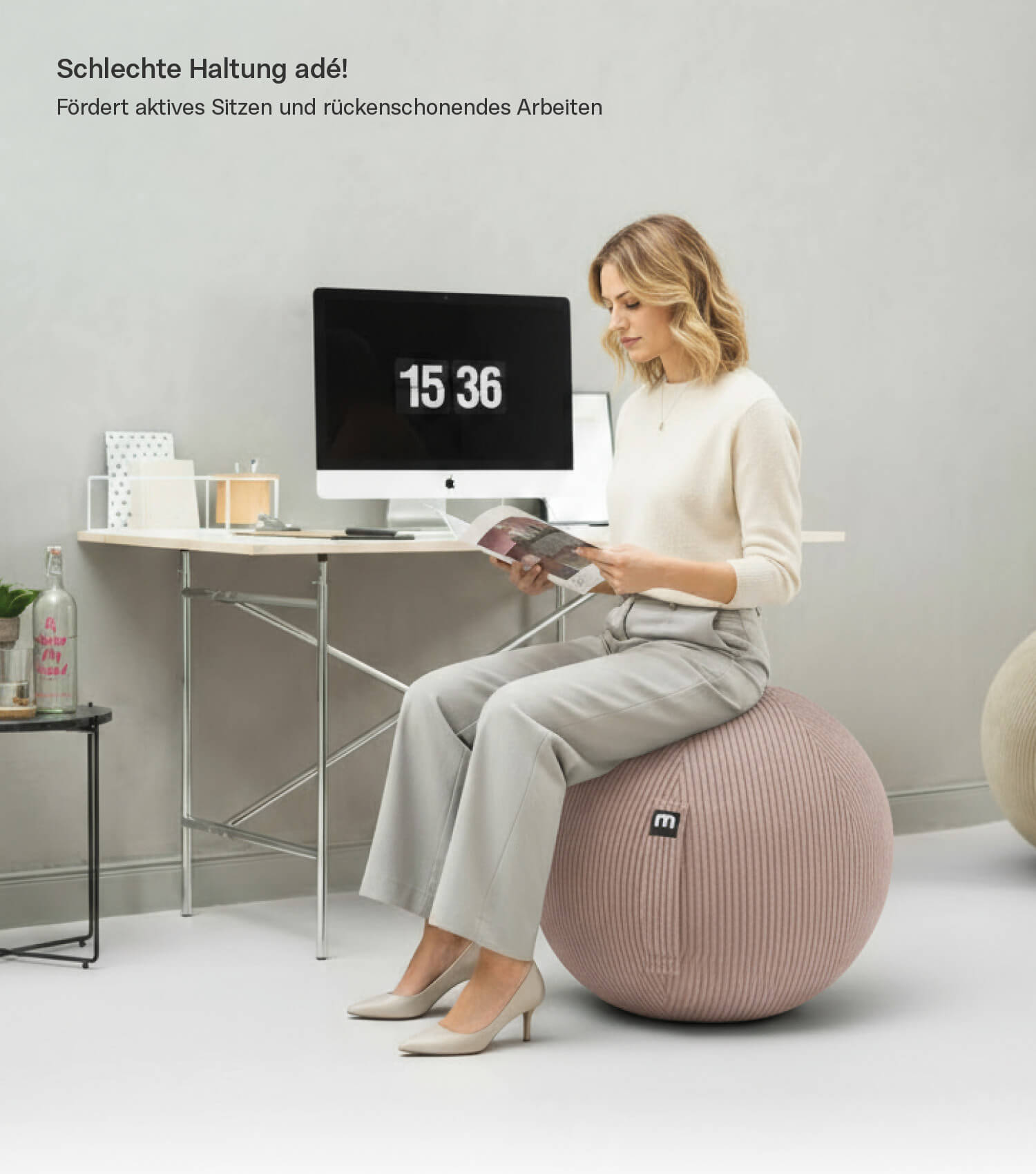 Stoff Sitzball Büro ergonomisch Gymnastikball Pezziball Bürostuhl