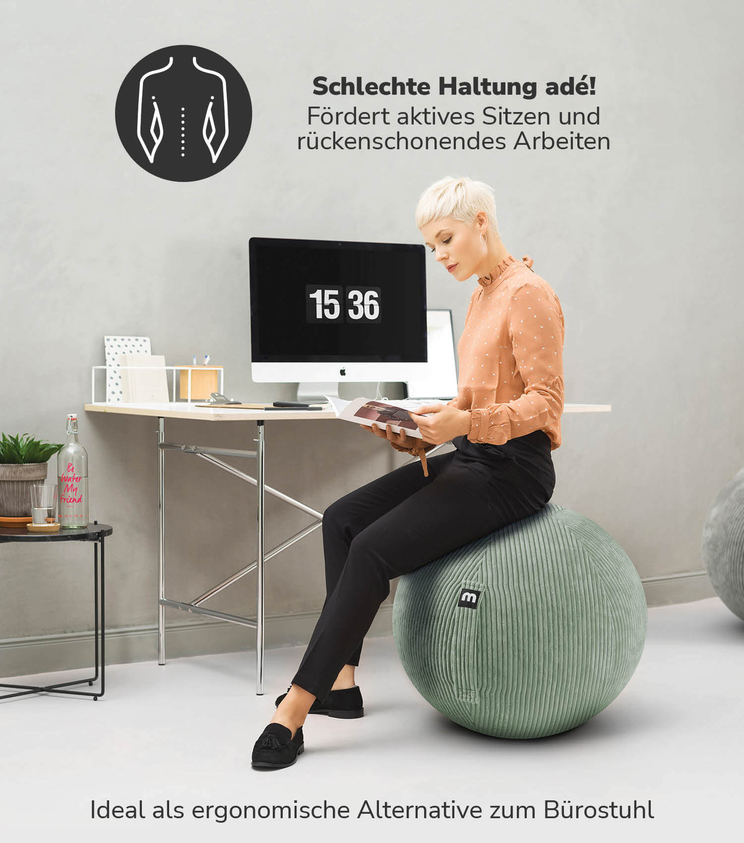 Stoff Sitzball Büro ergonomisch Gymnastikball Pezziball Bürostuhl