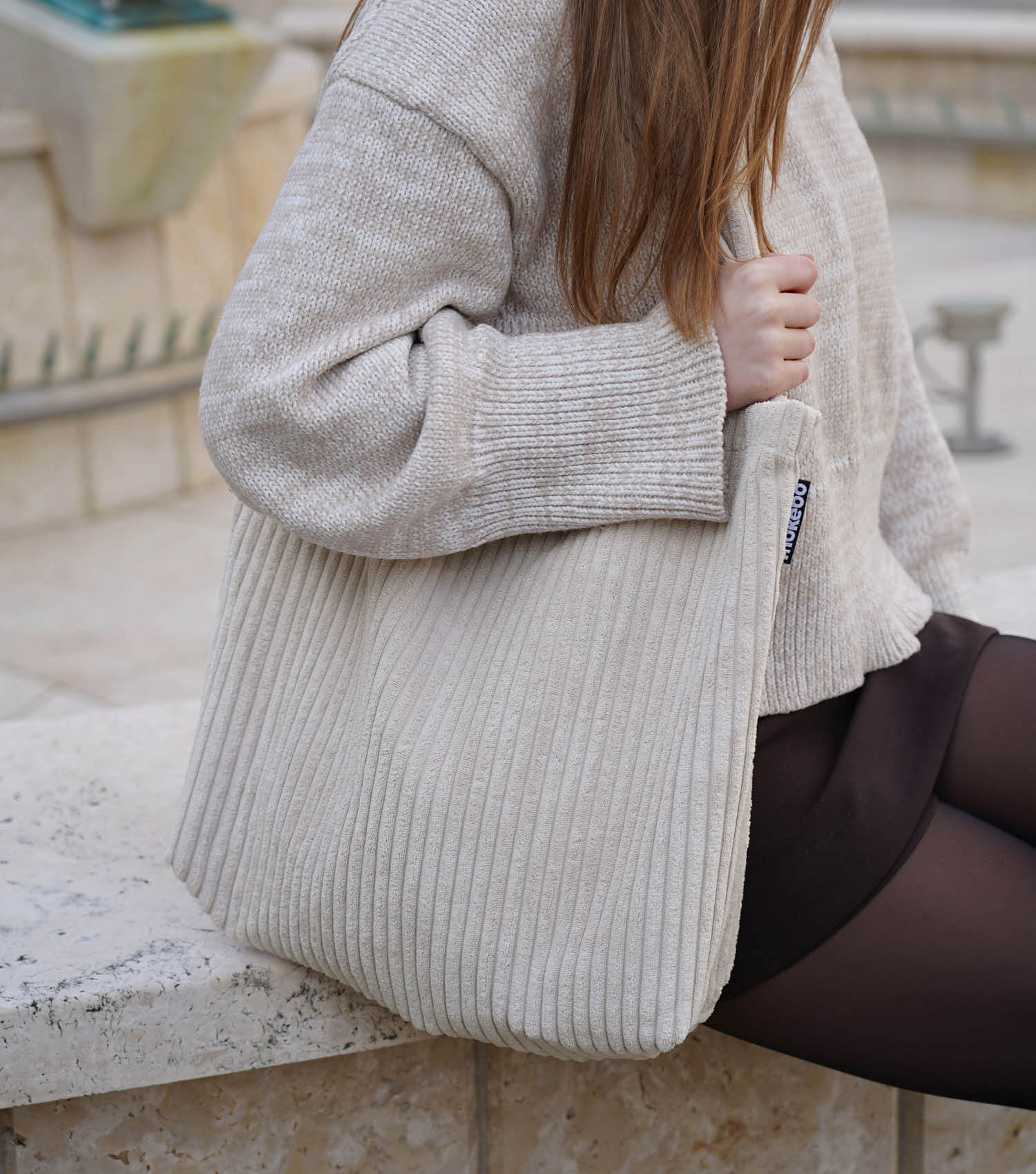 Tasche Cord Shopper Tote Bag Umhängetasche Einkaufstasche Beutel