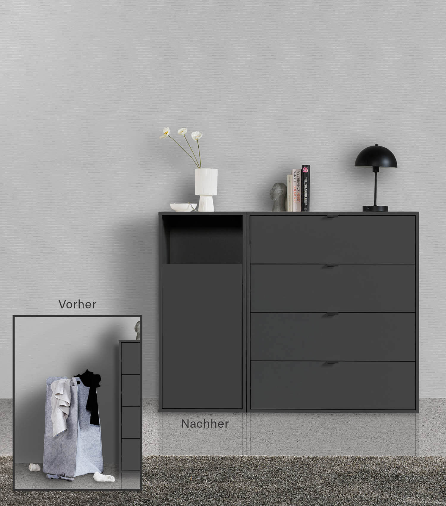 Wäscheschrank Wäschesammler Wäschekorb Holz Wäschetrenner Wäschebox