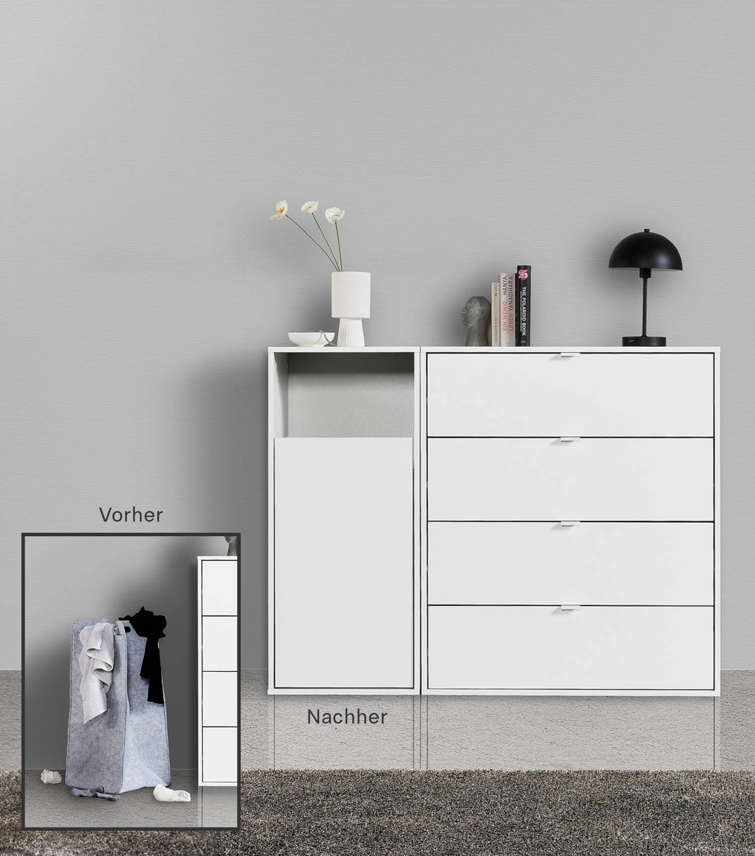 Wäscheschrank Wäschesammler Wäschekorb Holz Wäschetrenner Wäschebox