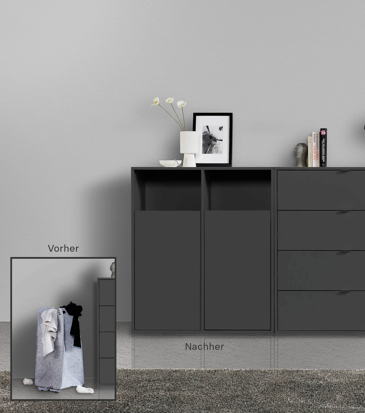 Wäscheschrank Wäschesammler Wäschekorb Holz Wäschetrenner Wäschebox