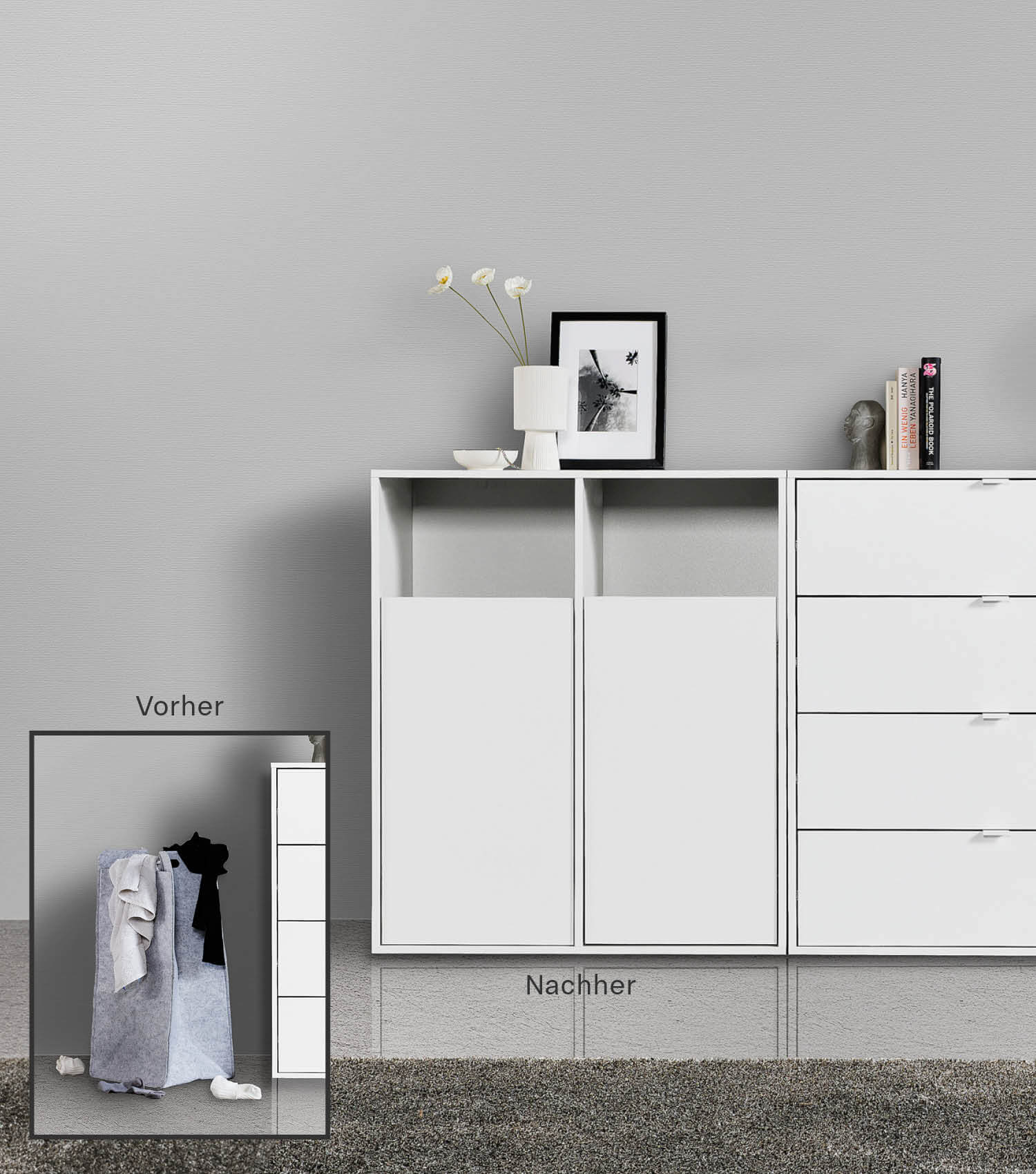 Wäscheschrank Wäschesammler Wäschekorb Holz Wäschetrenner Wäschebox
