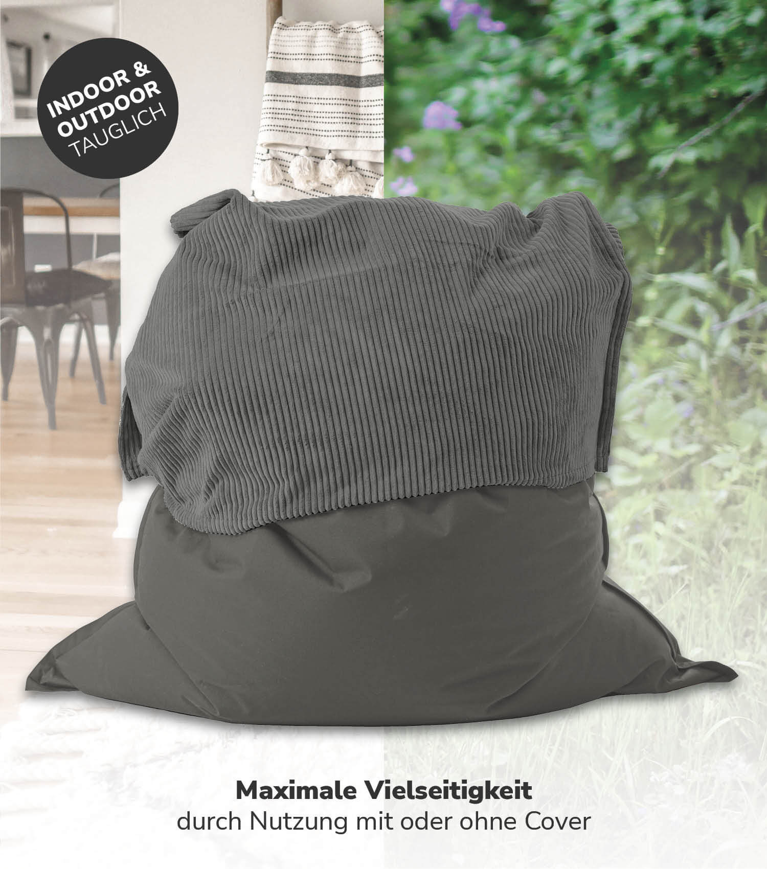 Sitzsack XXL mit Cord Cover Bean Bag Riesensitzsack Bodenkissen