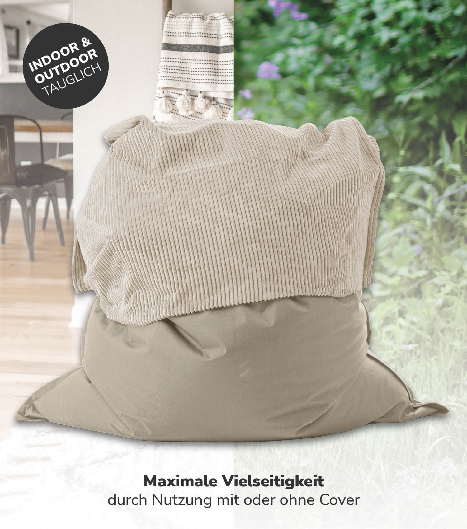 Sitzsack XXL mit Cord Cover Bean Bag Riesensitzsack Bodenkissen