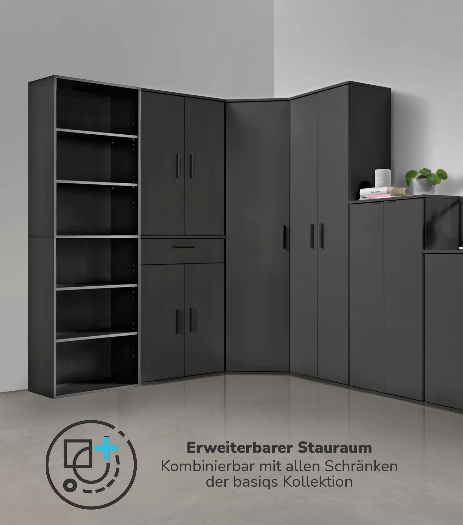 Hohes Regal Schuhregal aus Holz ‘Der Bücherwurm’ Aktenregal Wand