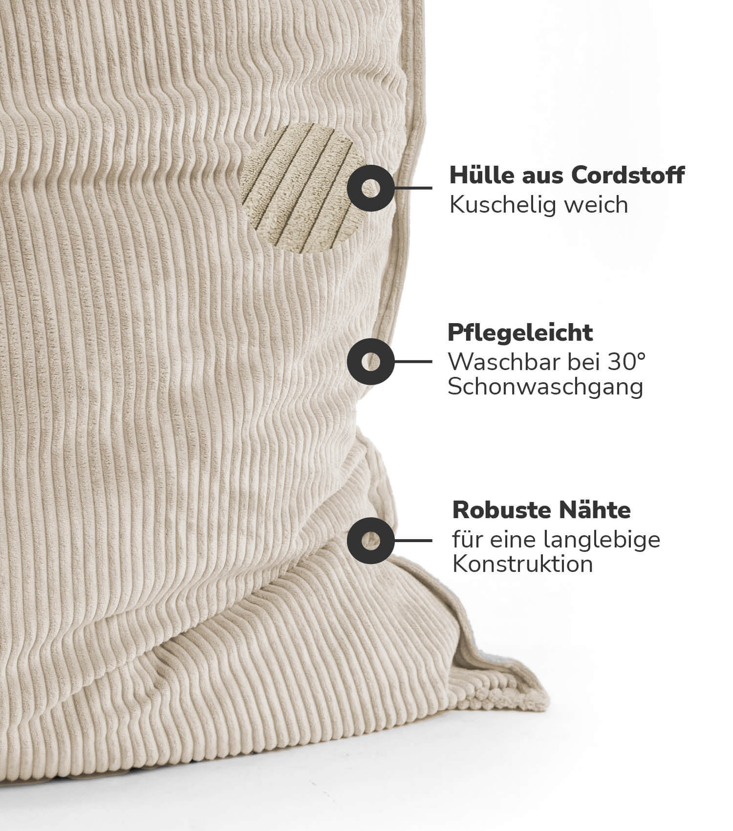 Cord Bezug Sitzsackcover Sitzsack Hülle Bean Bag Cover Sitzkissen