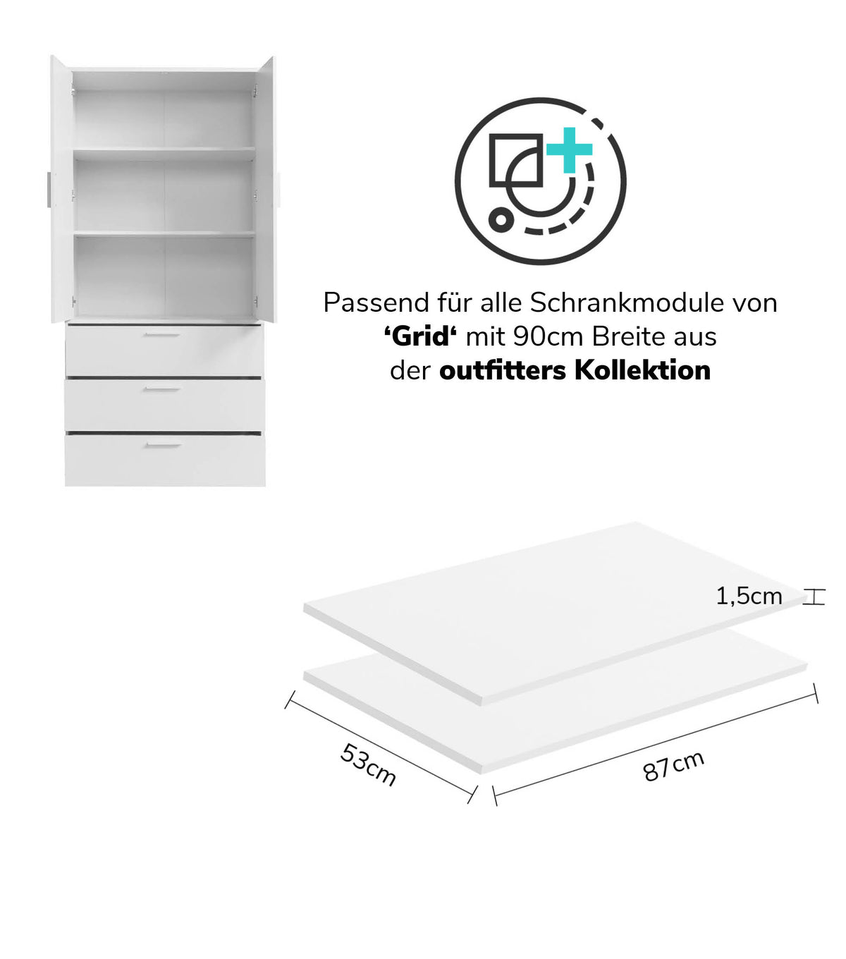 Kleiderschrank-Einlegeböden 'Die Ableger ' für 90cm Breite