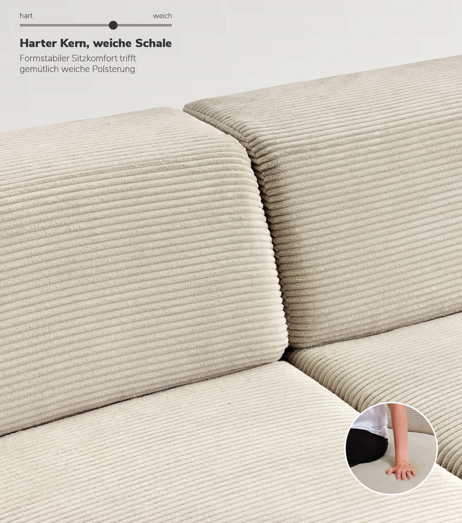 Cord Sofa Sofa Cord Ecksofa Cord Sofa beige Eckcouch 3-Sitzer Sofa