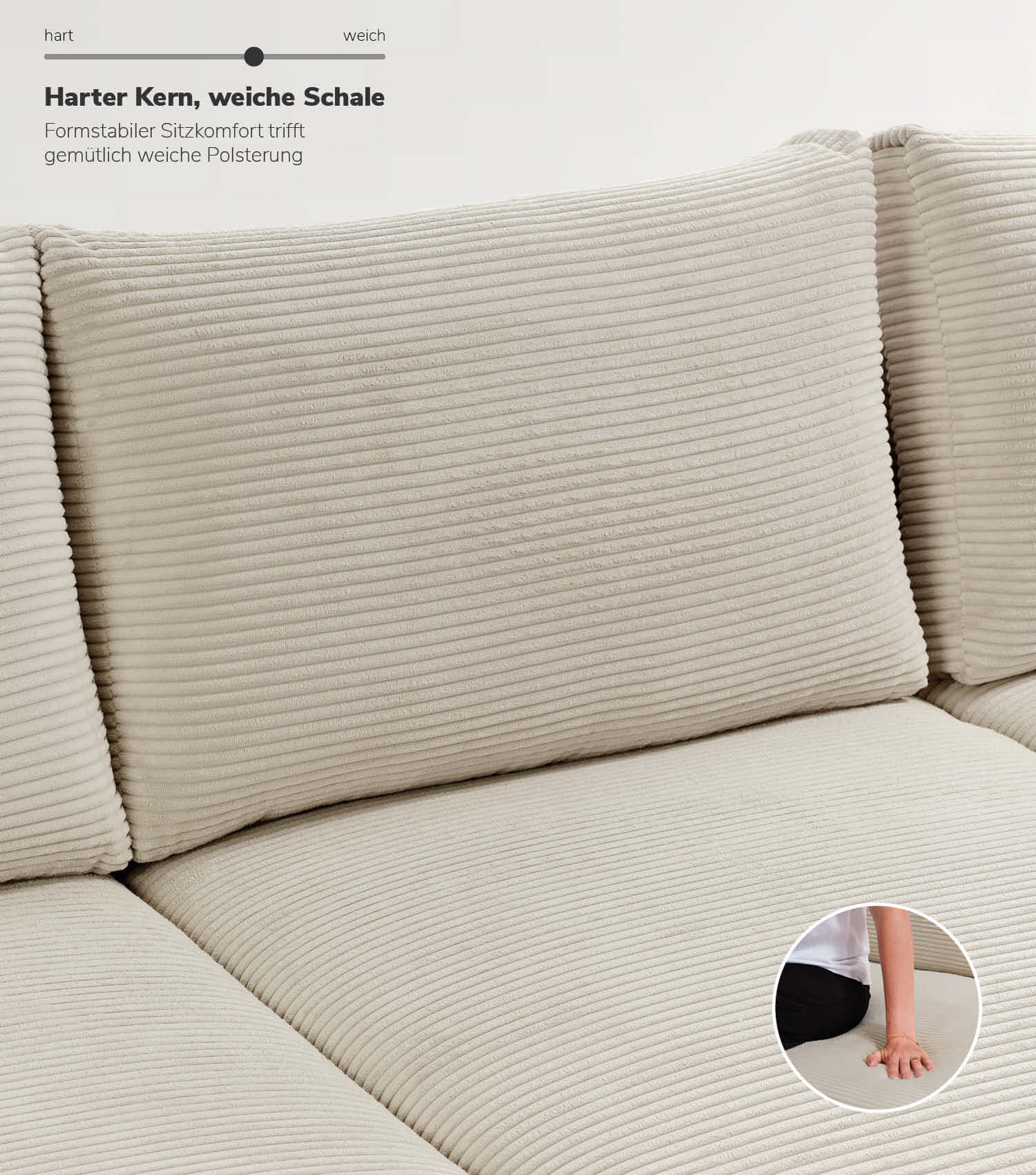 Cord Sofa Sofa Cord Ecksofa Cord Sofa beige Eckcouch 3-Sitzer Sofa