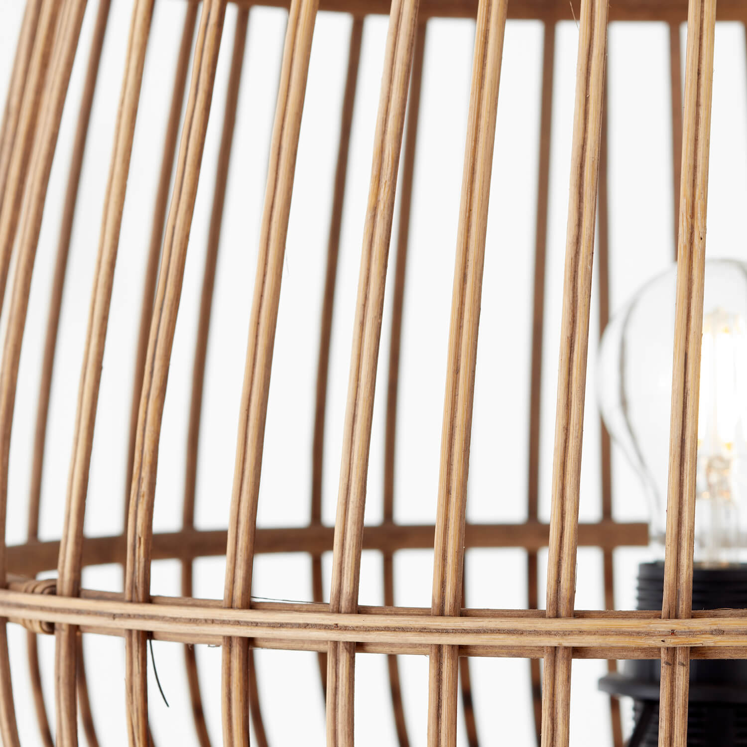 Stehlampe Boho Style mit Rattan 'Die Natürliche' Bambus, Korb, Holz