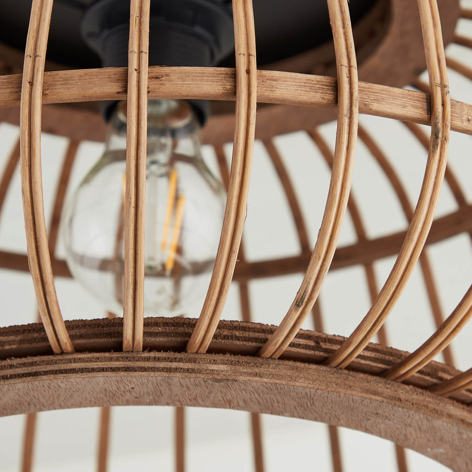 Deckenlampe mit Rattan Boho Style 'Die Natürliche' Deckenstrahler Holz