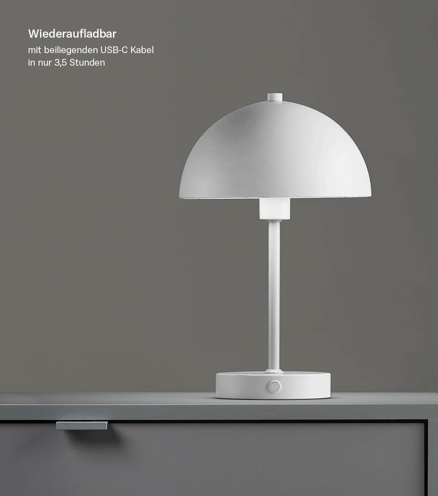 Tischlampe kabellos Akku Tischleuchte dimmbar aufladbar Nachttischlampe