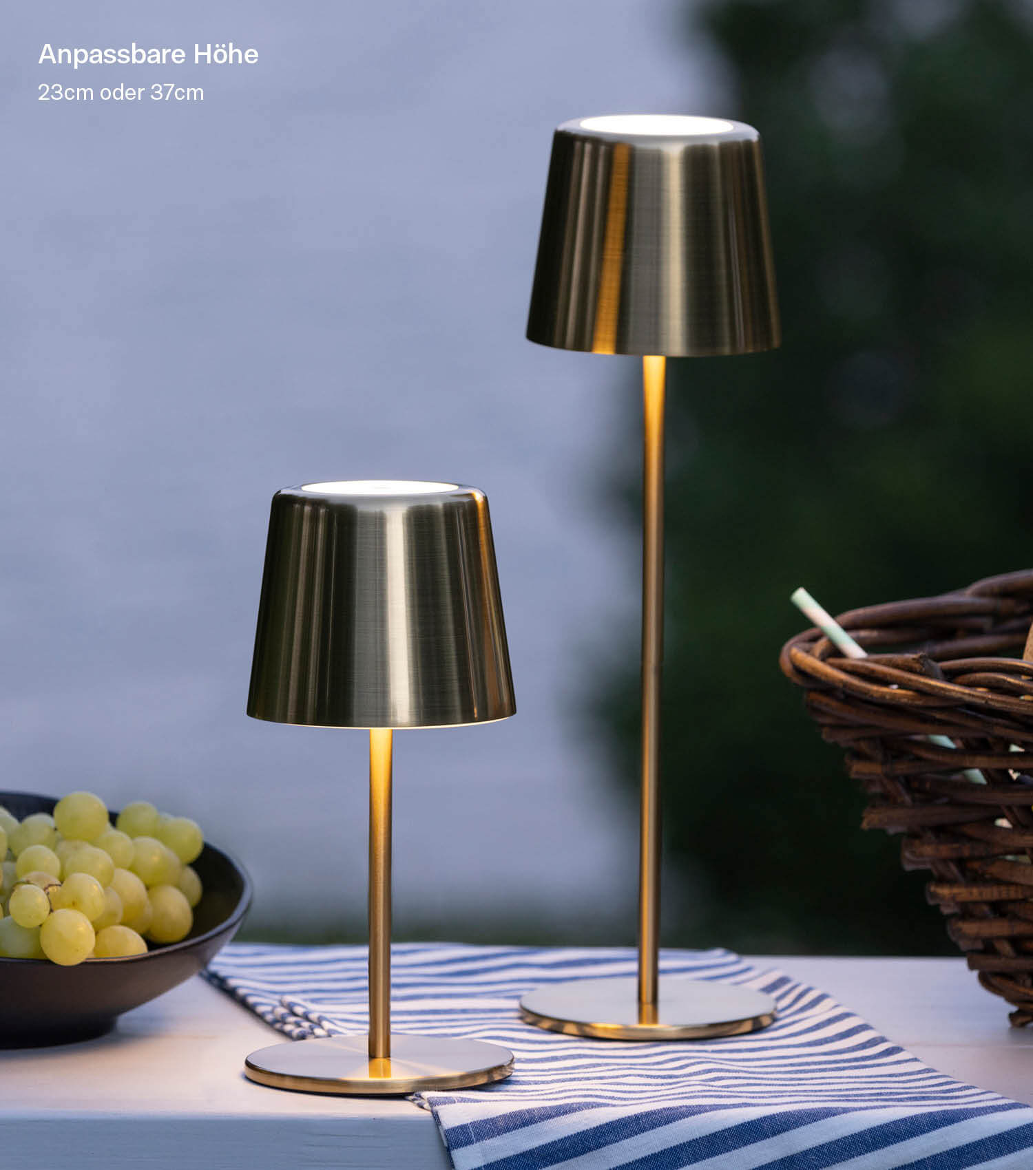 Tischlampe kabellos Akku Tischleuchte dimmbar aufladbar Outdoor Lampe
