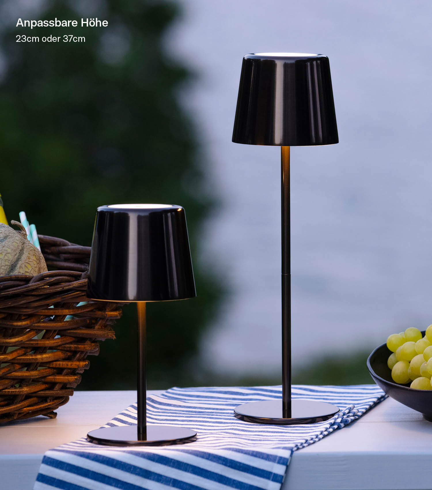Tischlampe kabellos Akku Tischleuchte dimmbar aufladbar Outdoor Lampe
