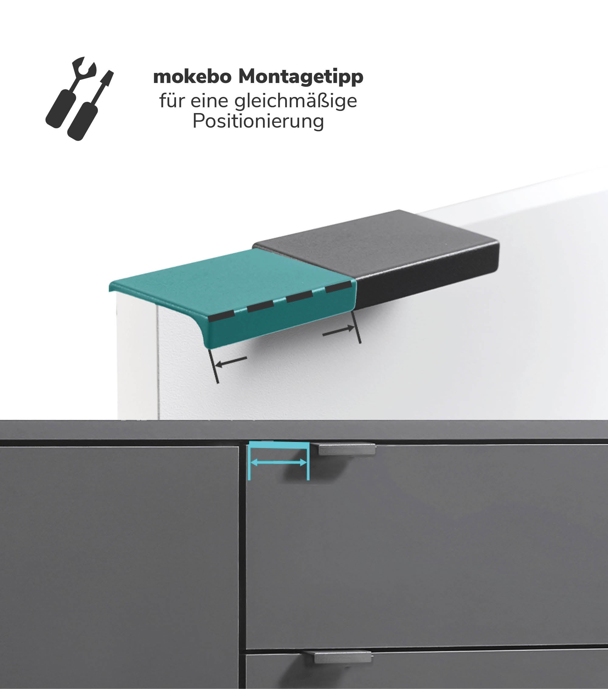 Möbelgriff für Push-to-Open Möbel 'Der Handliche' in Schwarz & Weiß