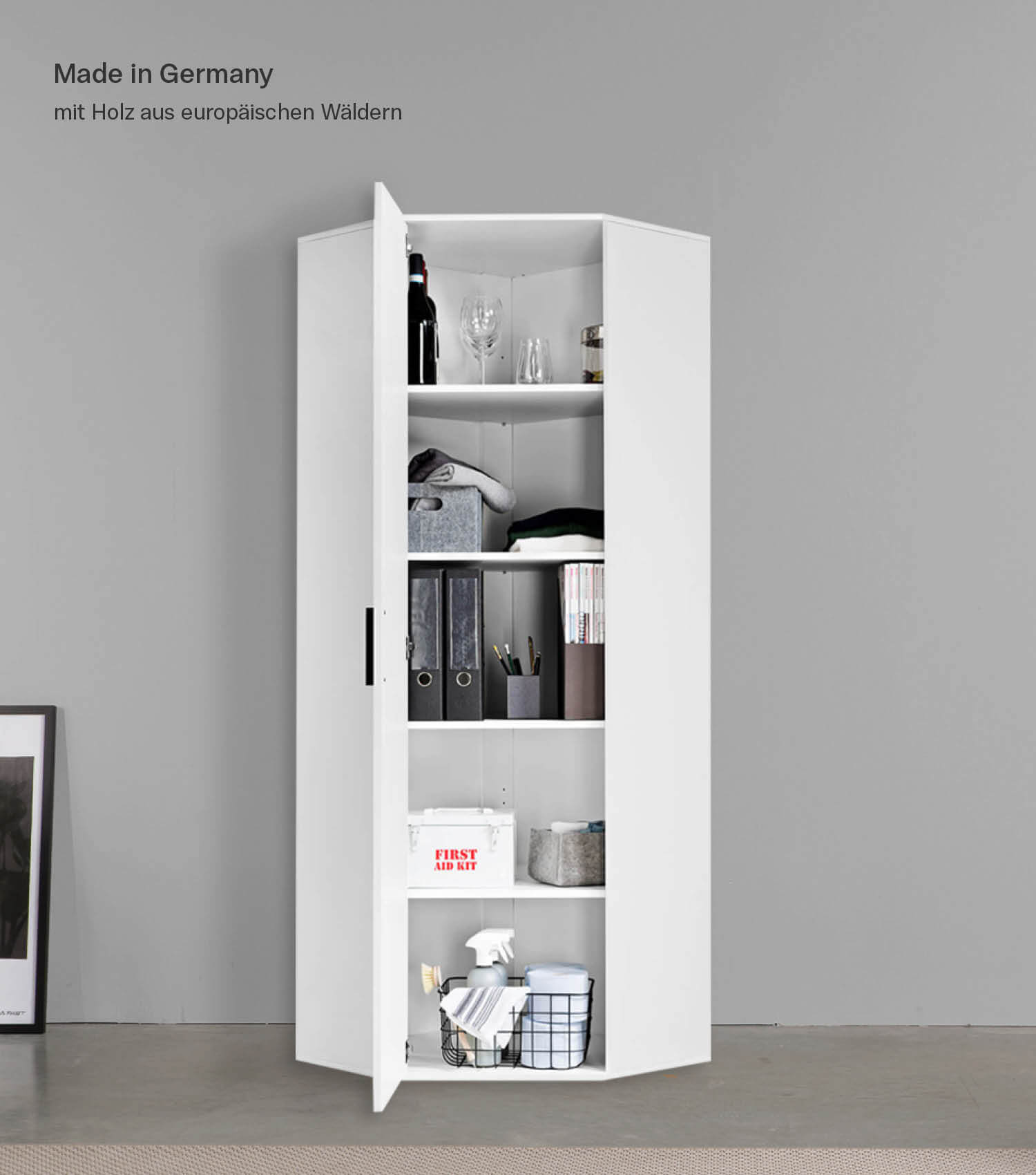Eckschrank 'Der Lange' auch als Mehrzweckschrank oder Aktenschrank