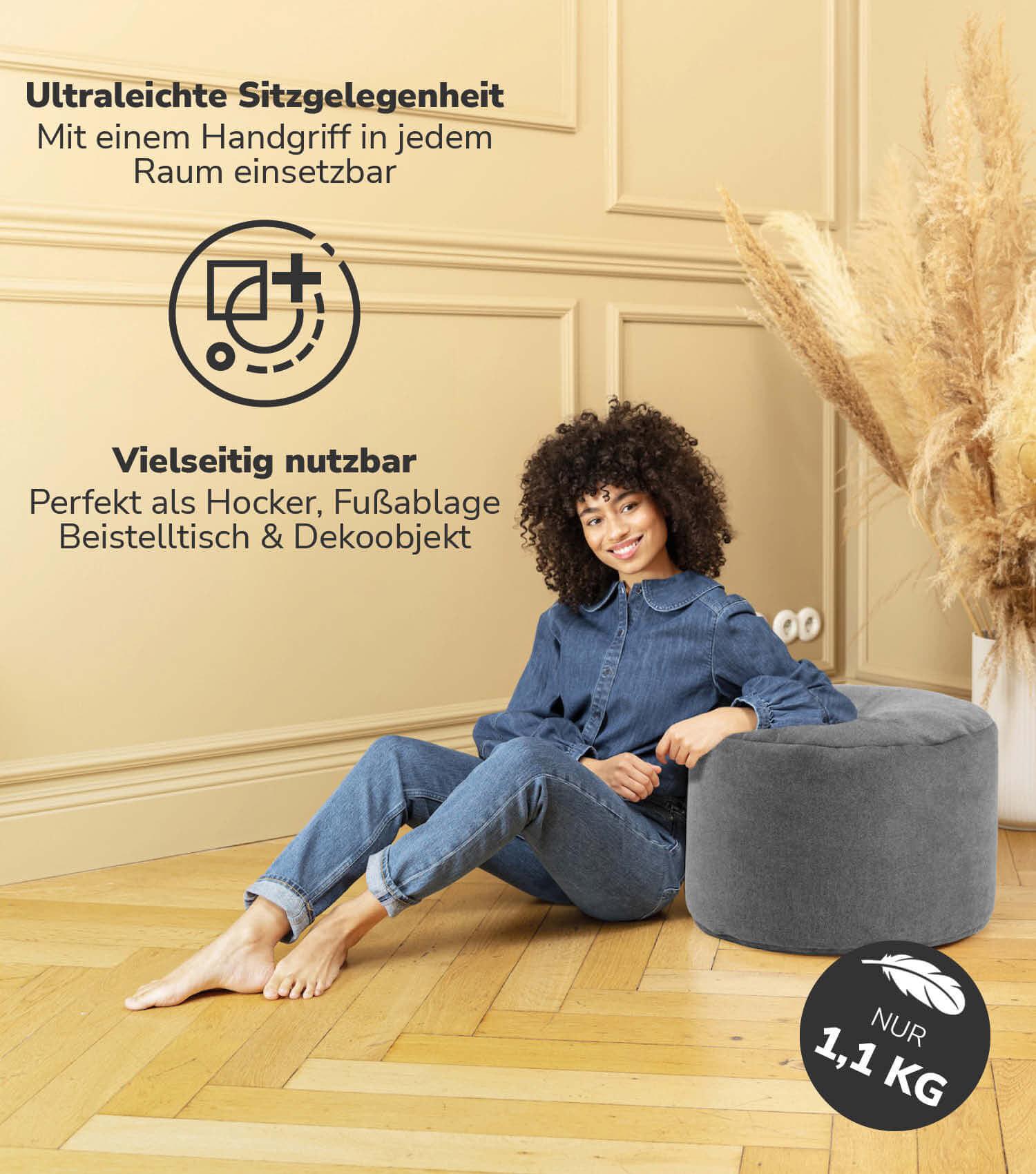 Indoor Pouf Hocker Sitzkissen Bodenkissen 'Der Ruhepouf' Fußhocker rund