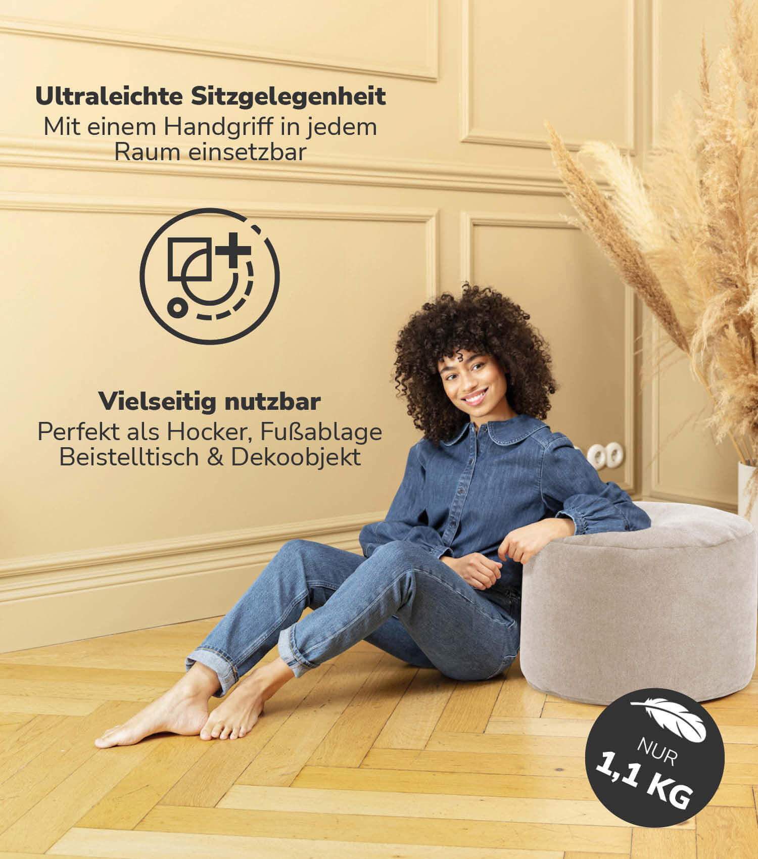Indoor Pouf Hocker Sitzkissen Bodenkissen 'Der Ruhepouf' Fußhocker rund