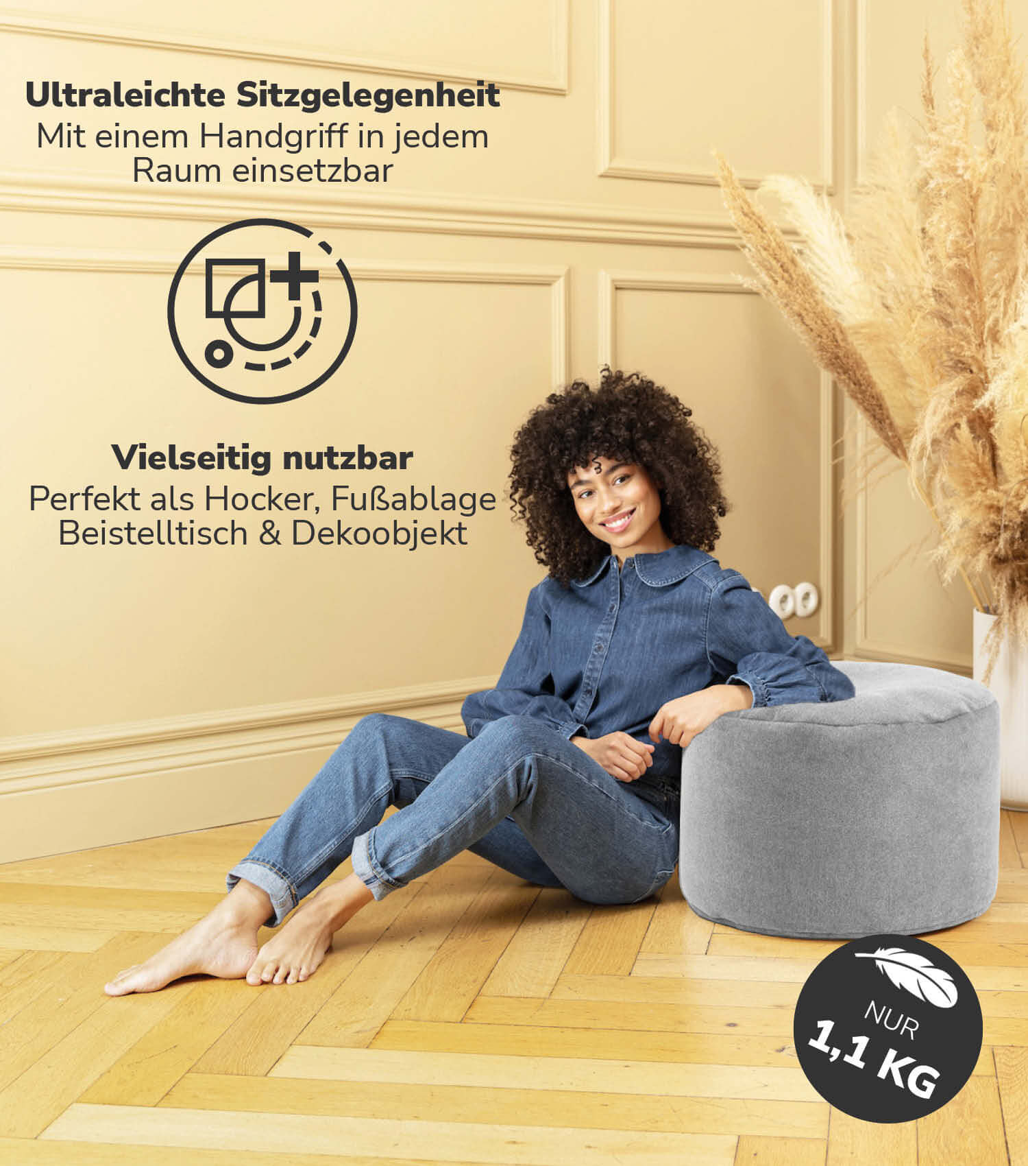 Indoor Pouf Hocker Sitzkissen Bodenkissen 'Der Ruhepouf' Fußhocker rund