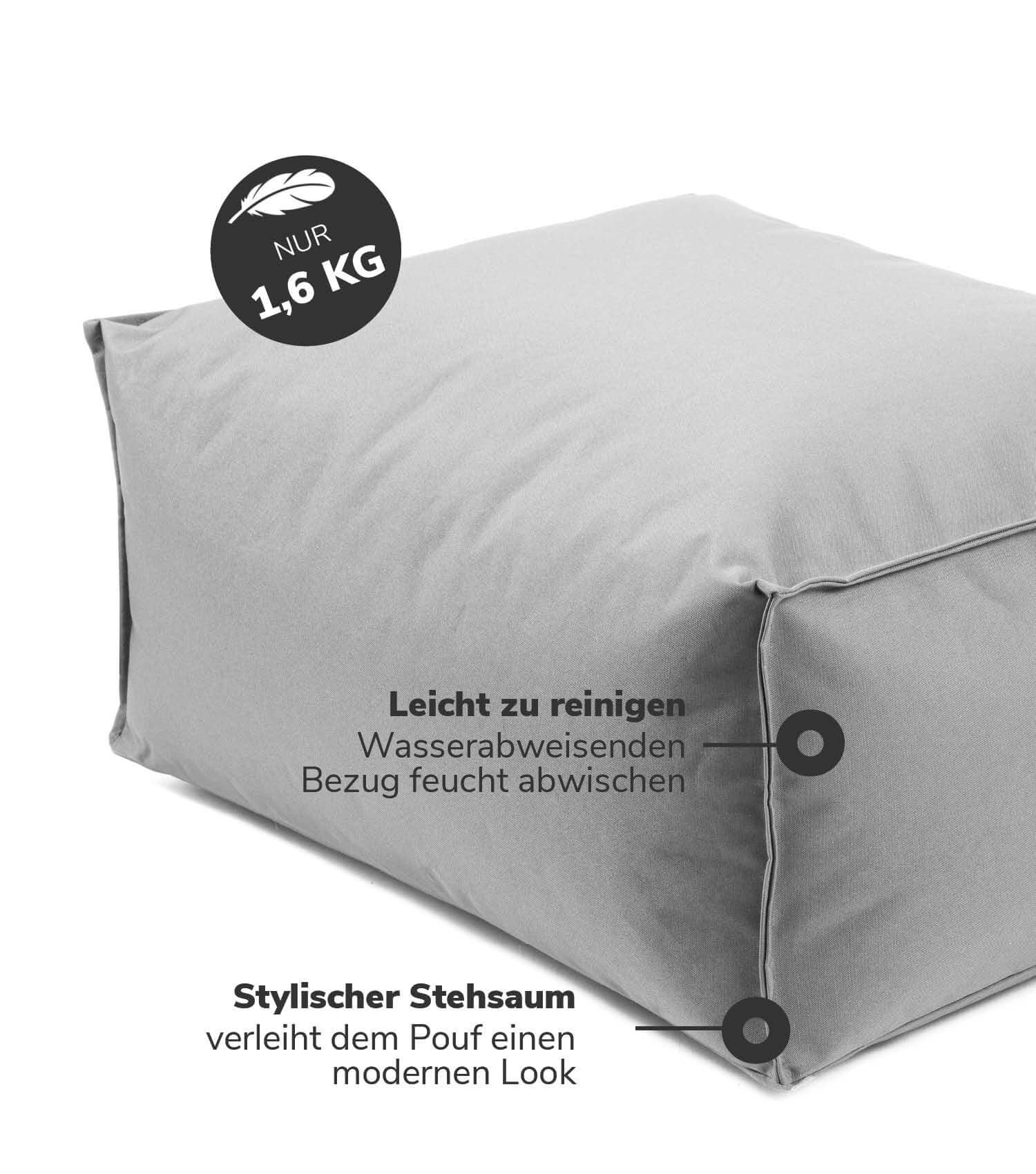 Outdoor Pouf Hocker Sitzkissen Bodenkissen 'Der Ruhepouf' Fußhocker eckig