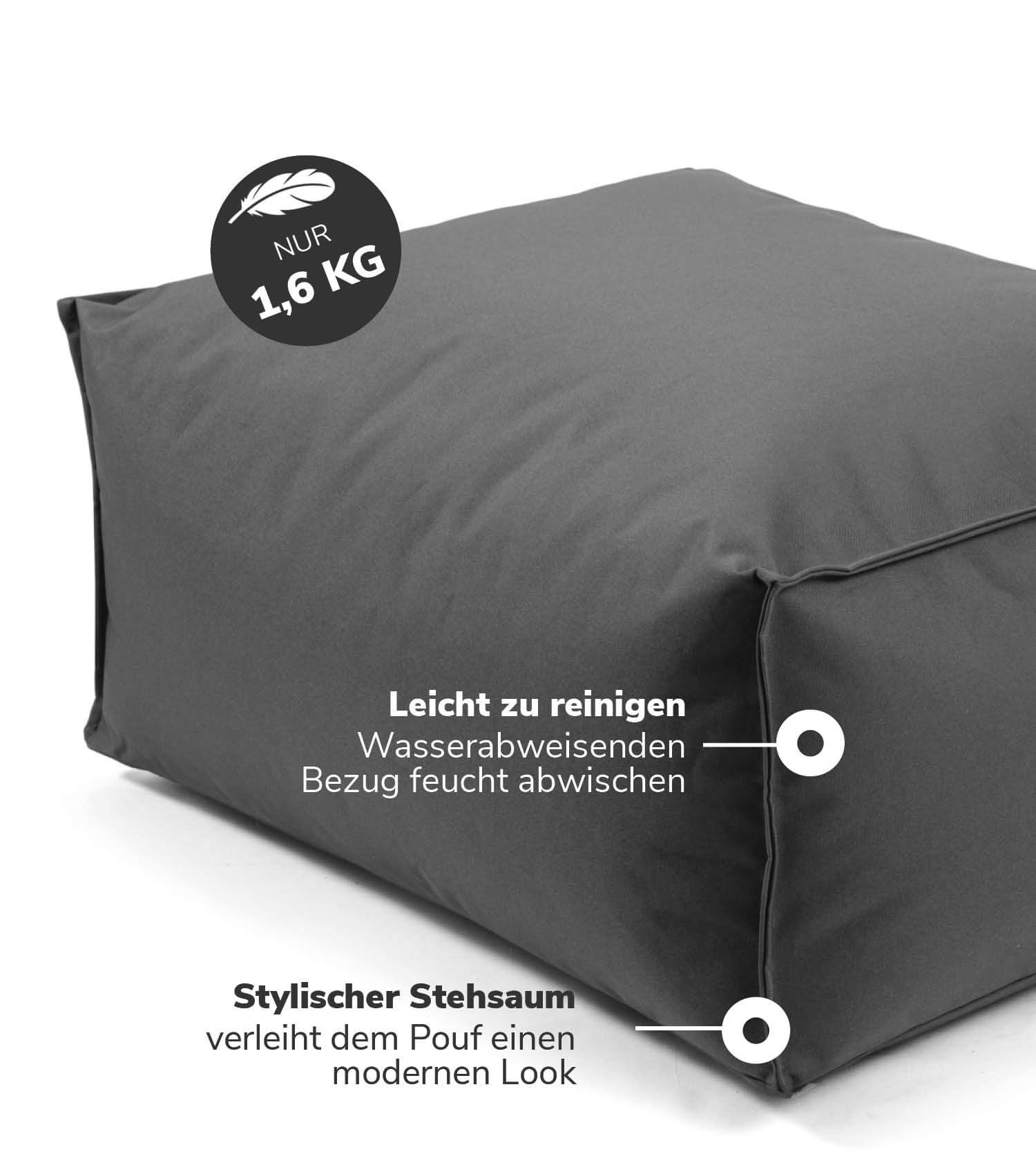 Outdoor Pouf Hocker Sitzkissen Bodenkissen 'Der Ruhepouf' Fußhocker eckig