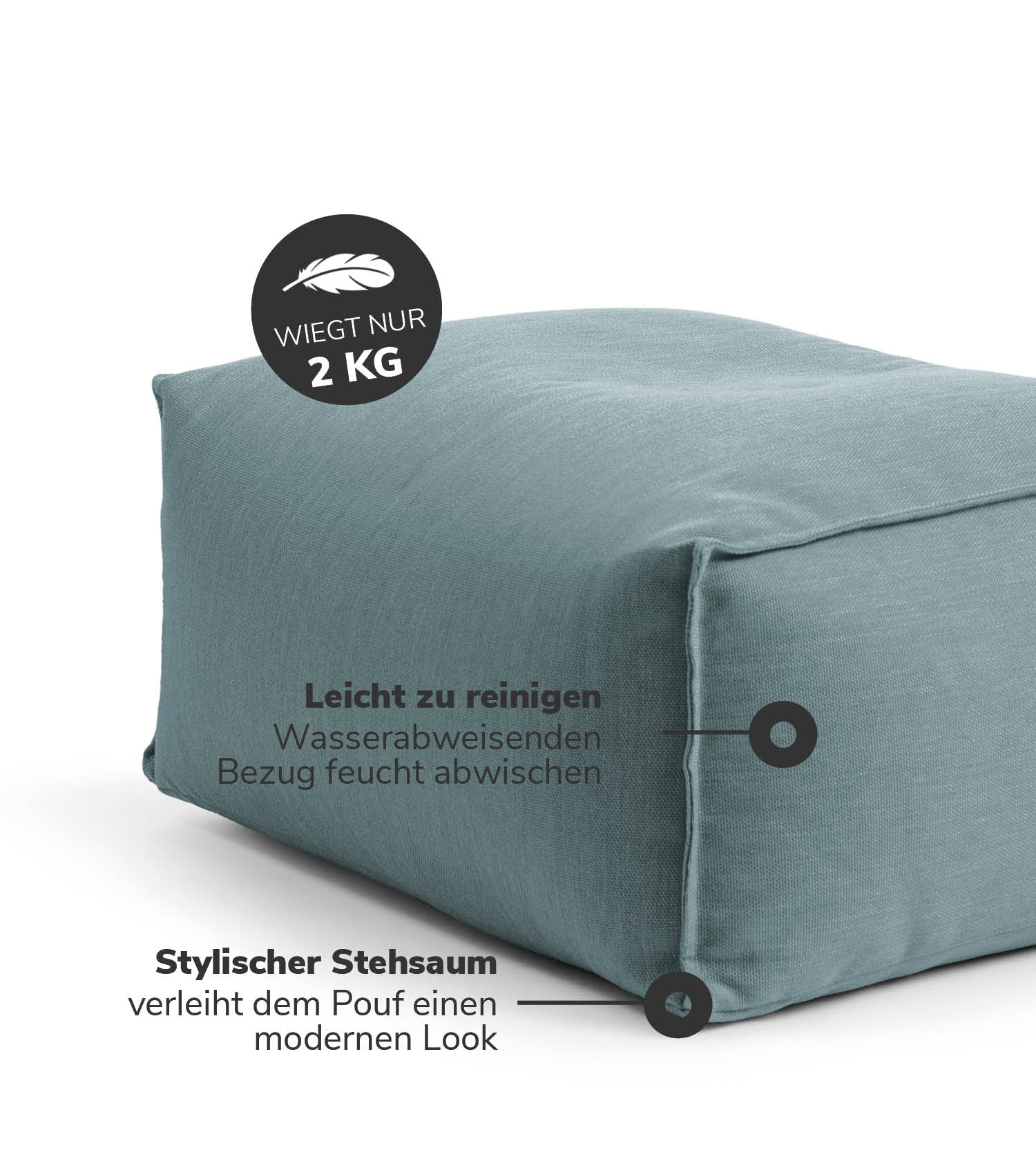 Outdoor Pouf Hocker Sitzkissen Bodenkissen 'Der Ruhepouf' Fußhocker eckig