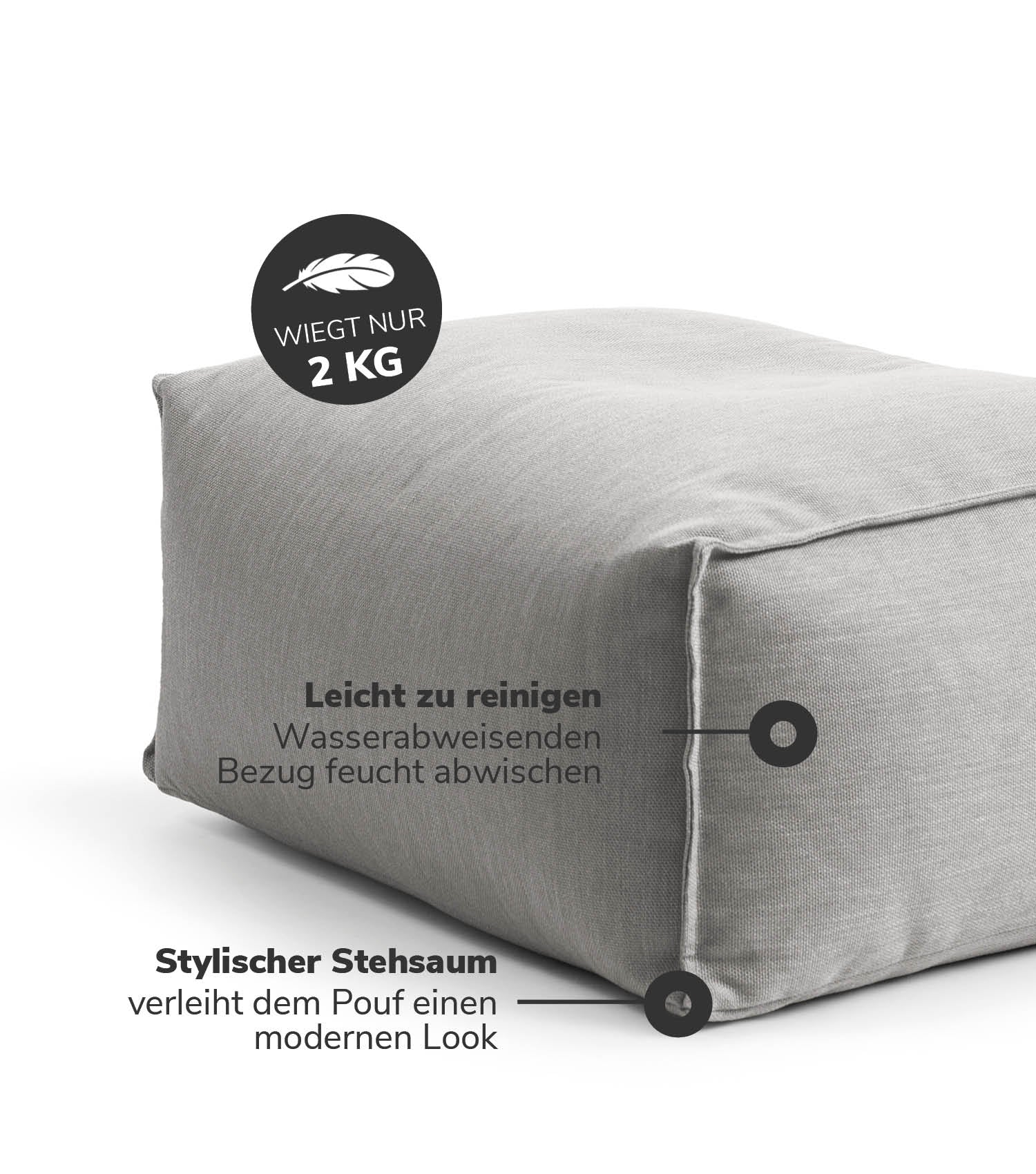 Outdoor Pouf Hocker Sitzkissen Bodenkissen 'Der Ruhepouf' Fußhocker eckig