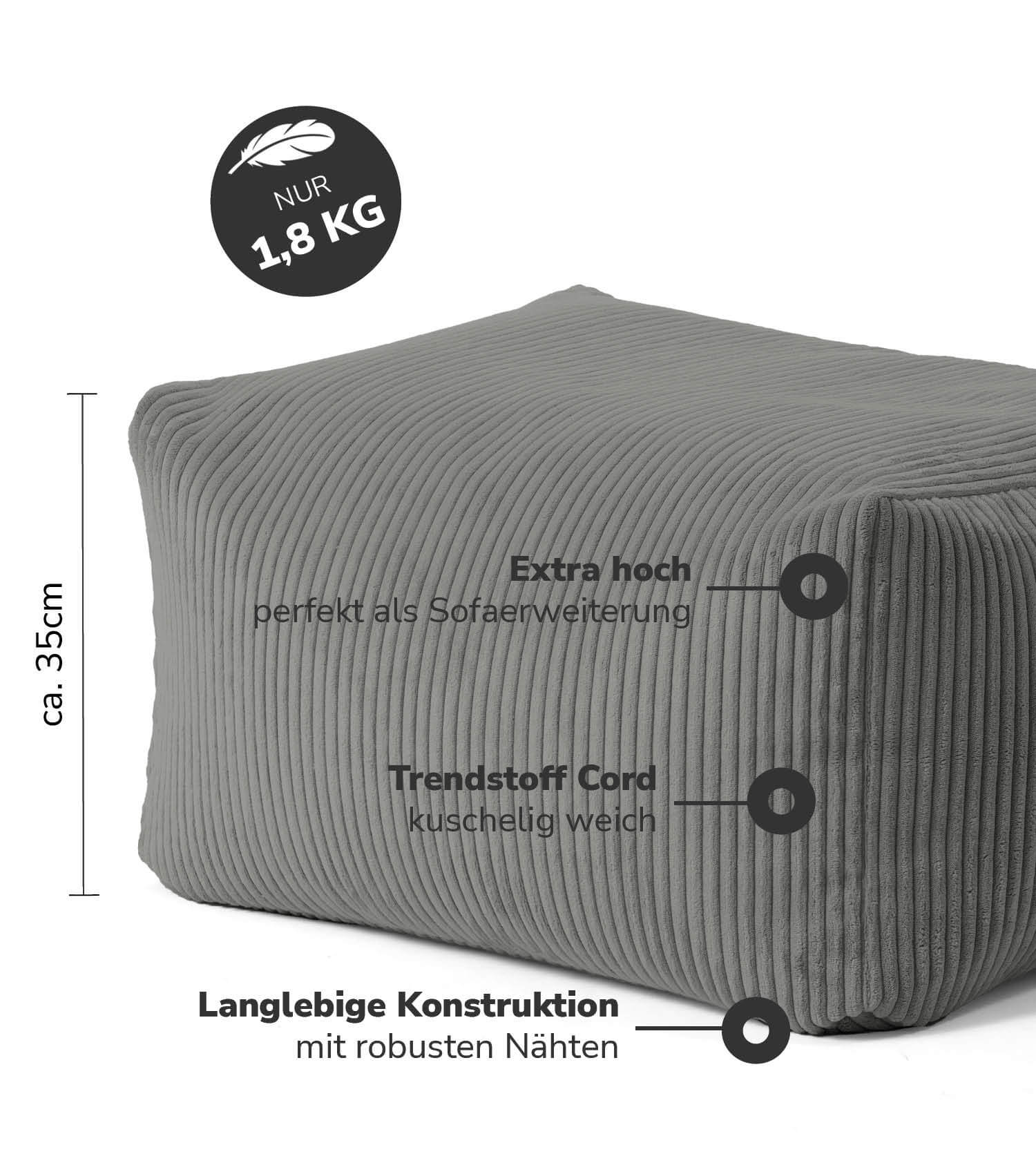 Indoor Pouf Hocker Sitzkissen Bodenkissen 'Der Ruhestifter' Fußhocker eckig