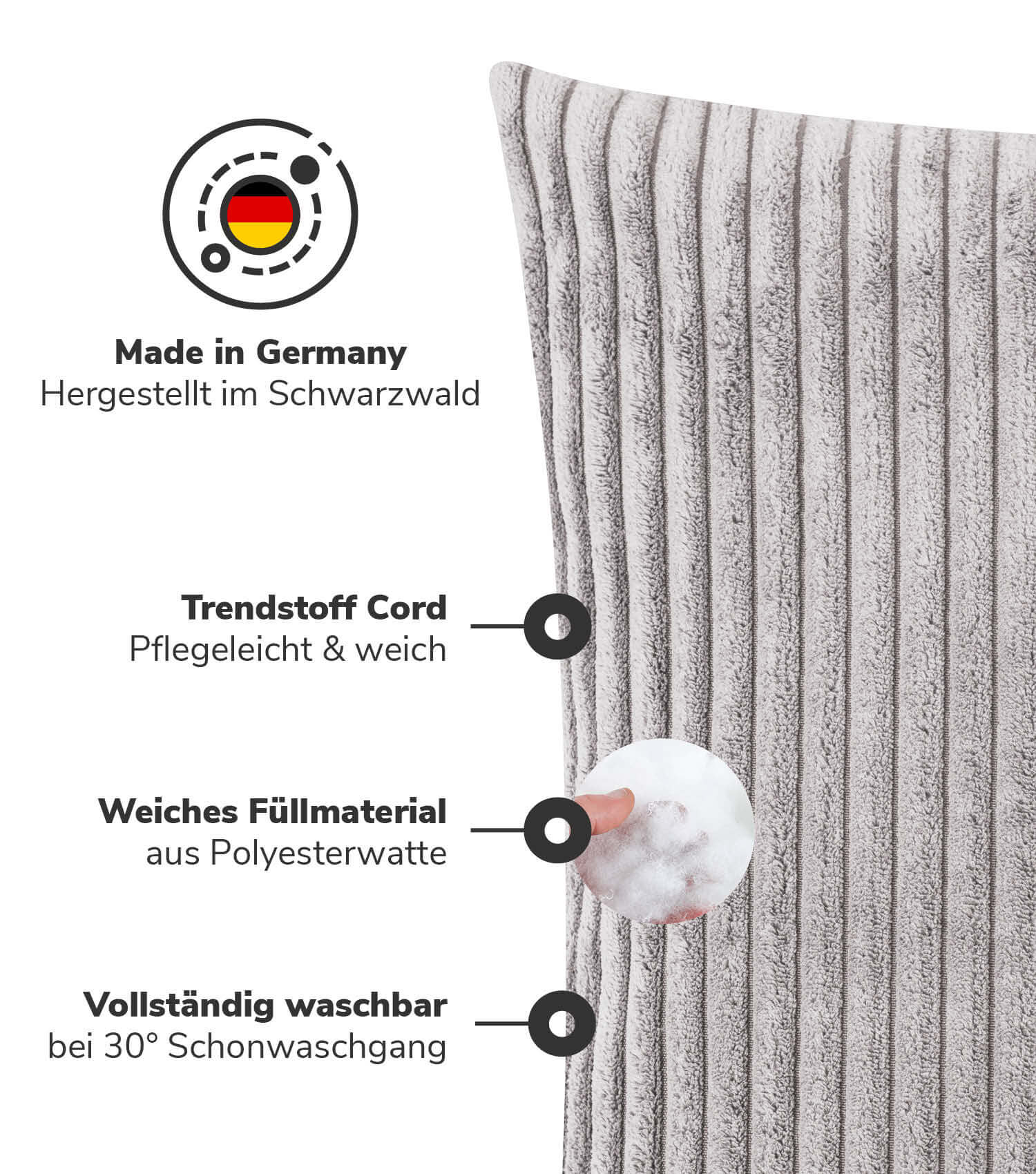 Cordkissen Kissen Couchkissen Sofakissen Cord Dekokissen