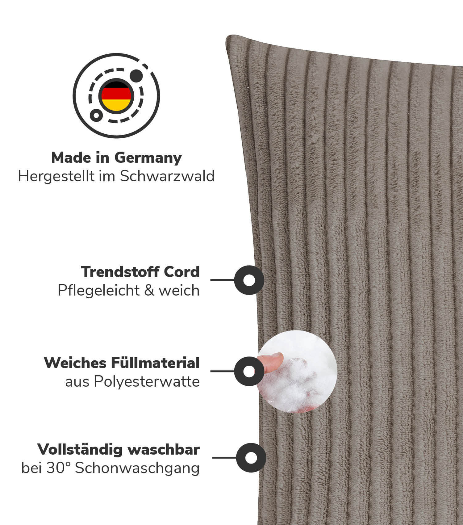 Cordkissen Kissen Couchkissen Sofakissen Cord Dekokissen