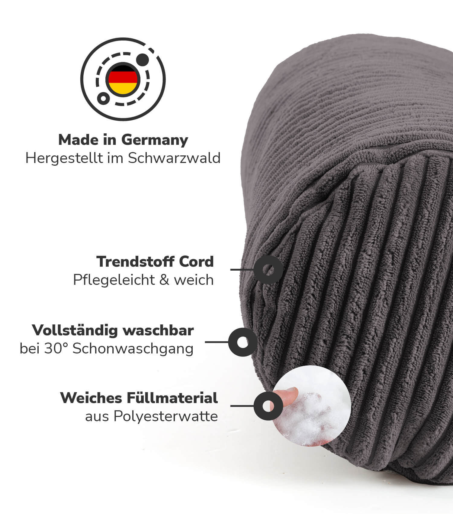 Nackenkissen Nackenrolle Kissenrolle Lesekissen Knierolle Rückenkissen