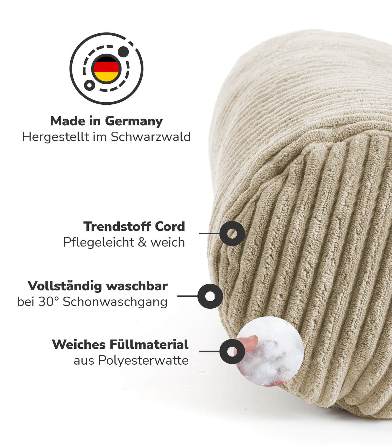 Nackenkissen Nackenrolle Kissenrolle Lesekissen Knierolle Rückenkissen