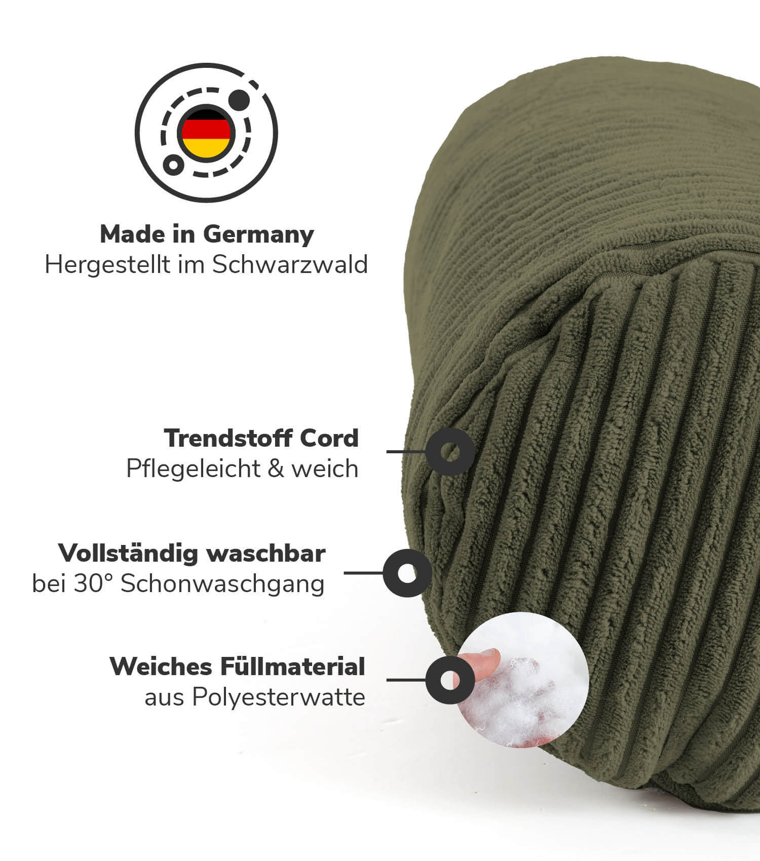 Nackenkissen Nackenrolle Kissenrolle Lesekissen Knierolle Rückenkissen