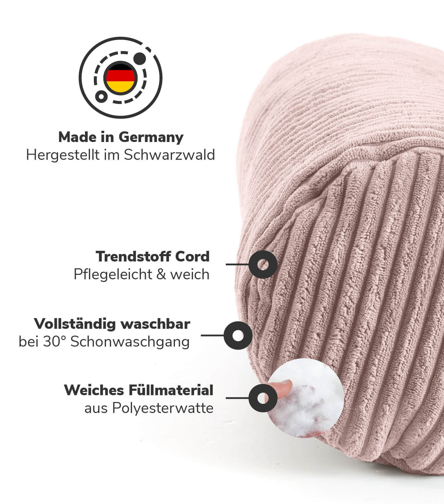 Nackenkissen Nackenrolle Kissenrolle Lesekissen Knierolle Rückenkissen