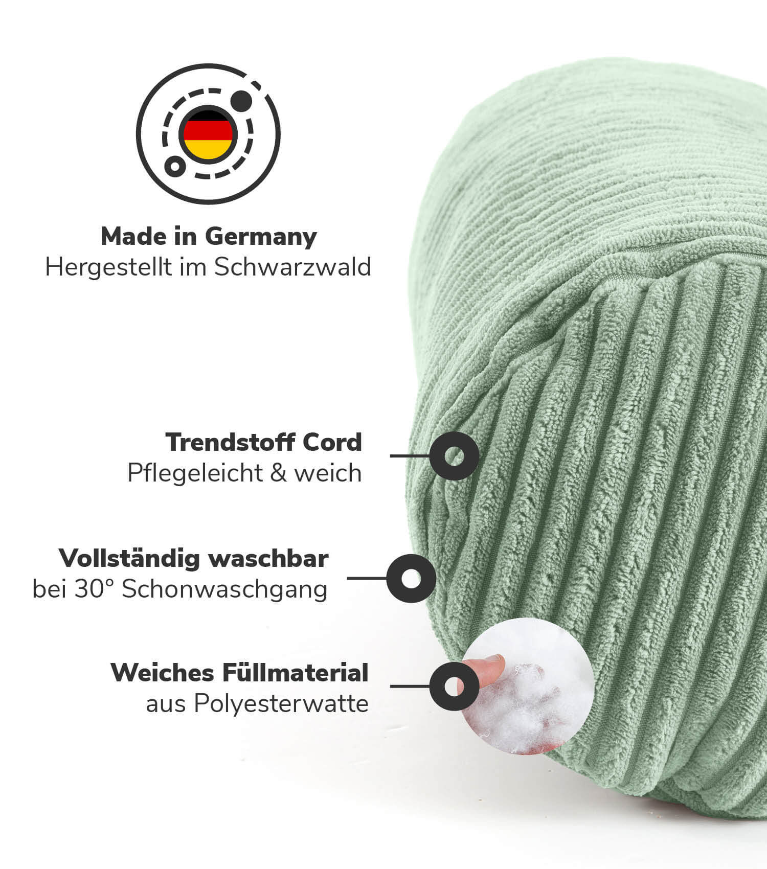 Nackenkissen Nackenrolle Kissenrolle Lesekissen Knierolle Rückenkissen