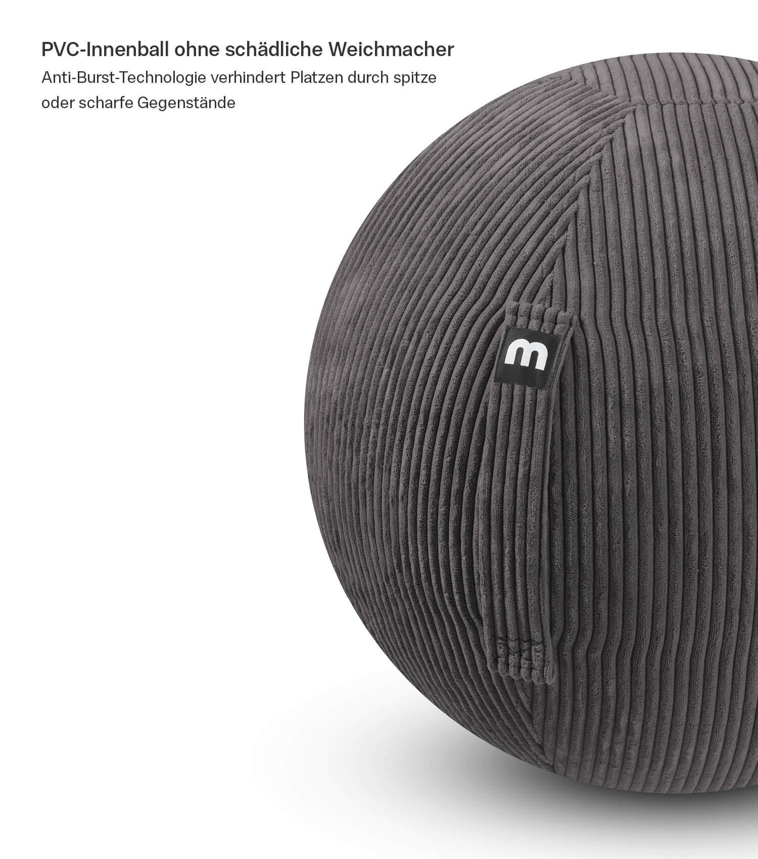 Stoff Sitzball ergonomisch 'Der Sportliche' Gymnastikball & Hocker Grau